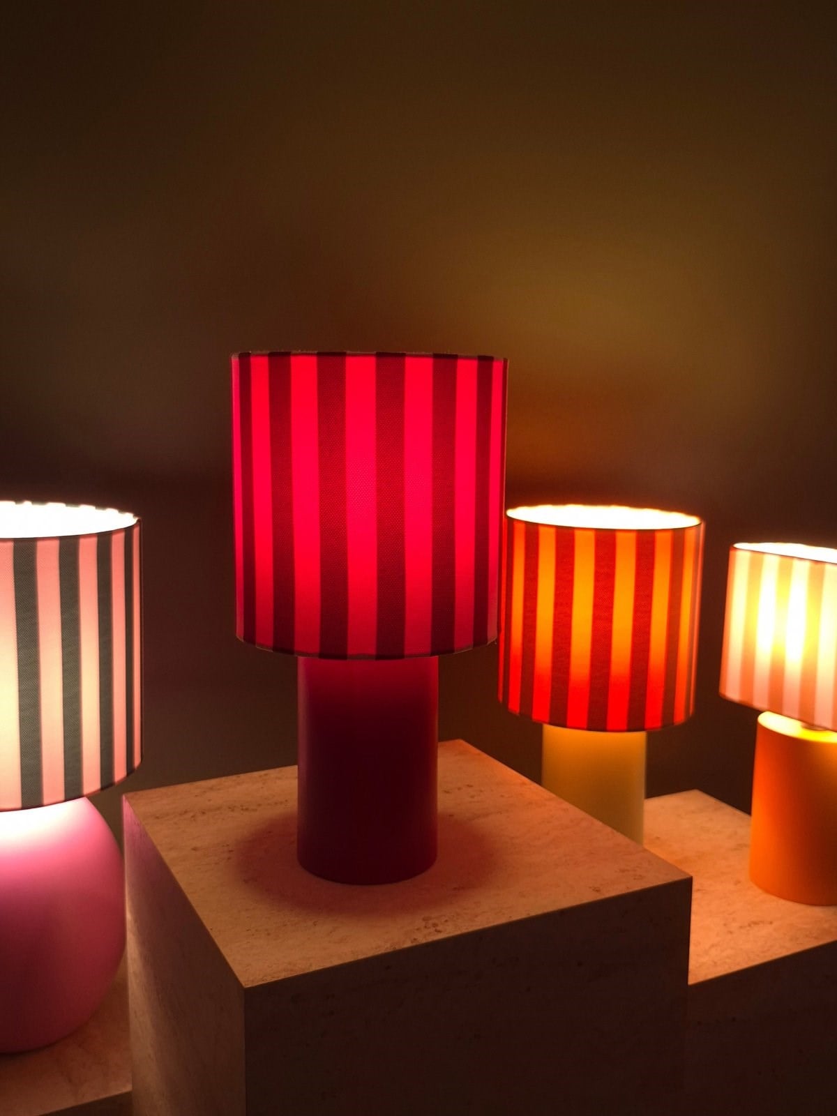 Lumière Çizgili Koleksiyonu Kiraz- Pembe Abajur