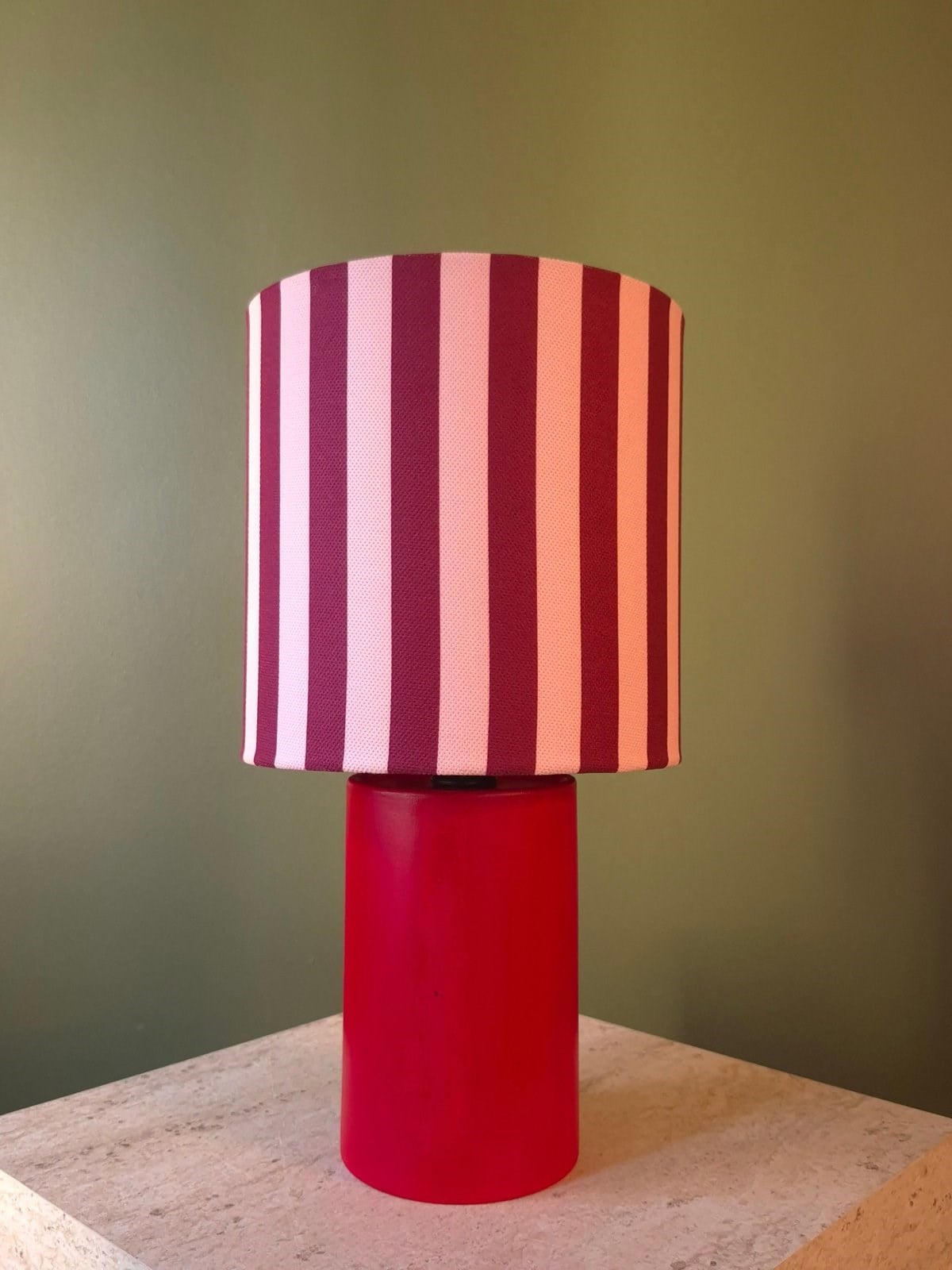 Lumière Çizgili Koleksiyonu Kiraz- Pembe Abajur