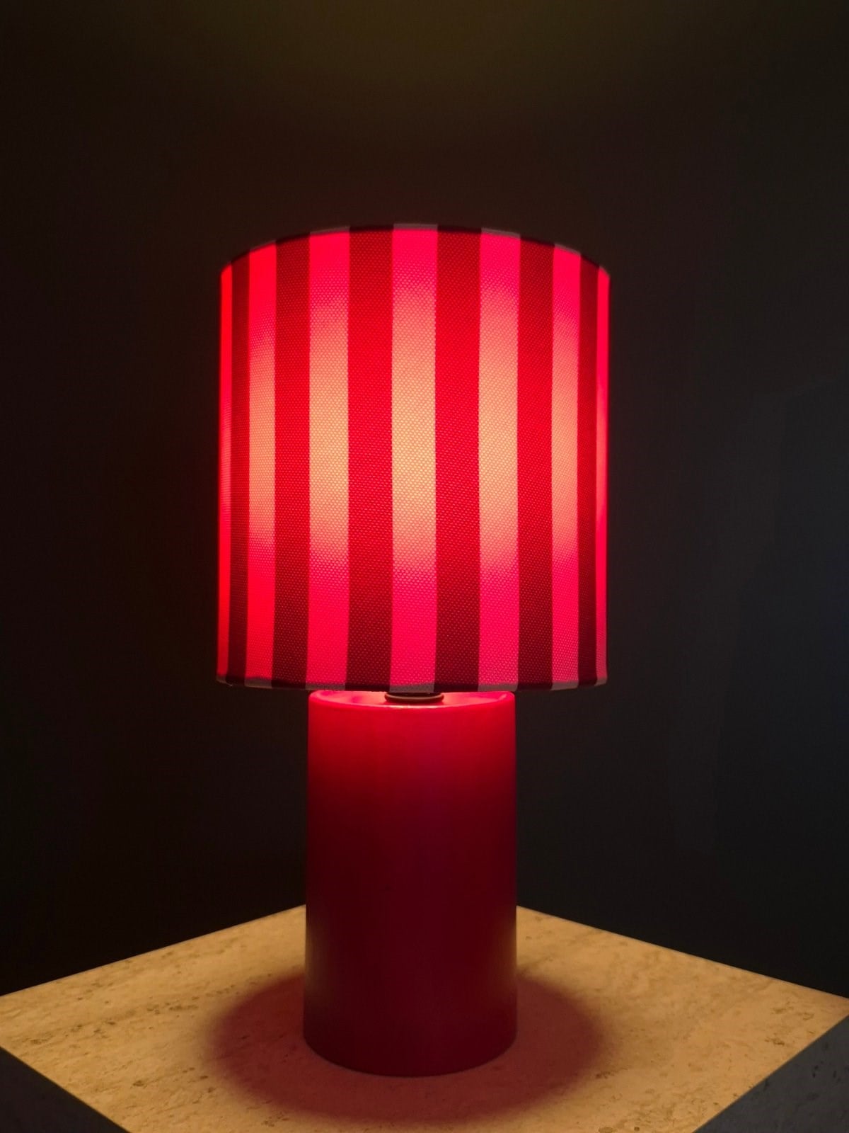 Lumière Çizgili Koleksiyonu Kiraz- Pembe Abajur
