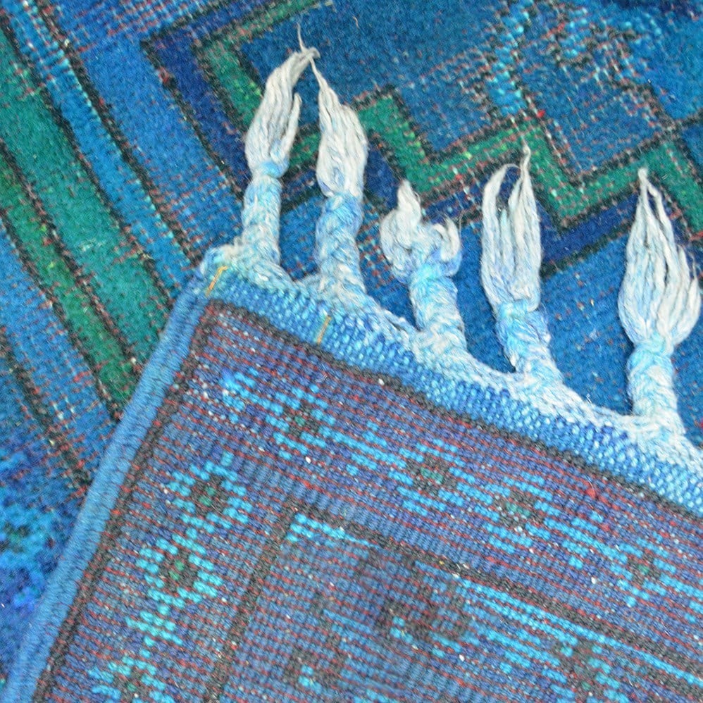 Mavi Renk Vintage Geleneksel Kars Halısı 130x215 cm