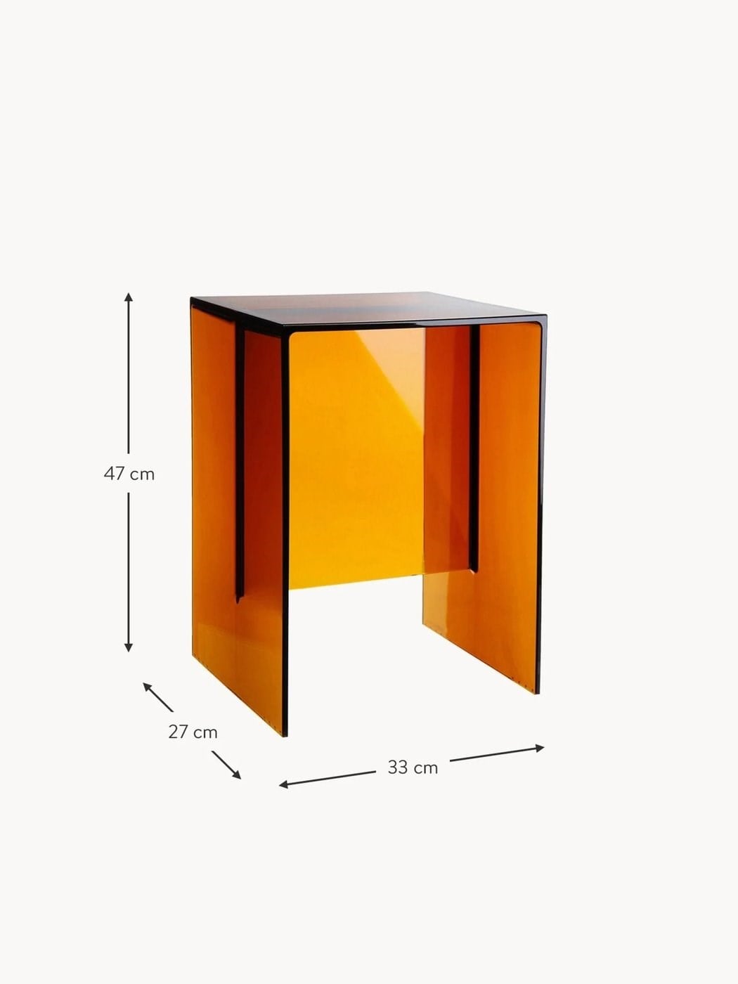 Max-Beam Modern Tasarım Yan Sehpa Şeffaf Turuncu 33 cm