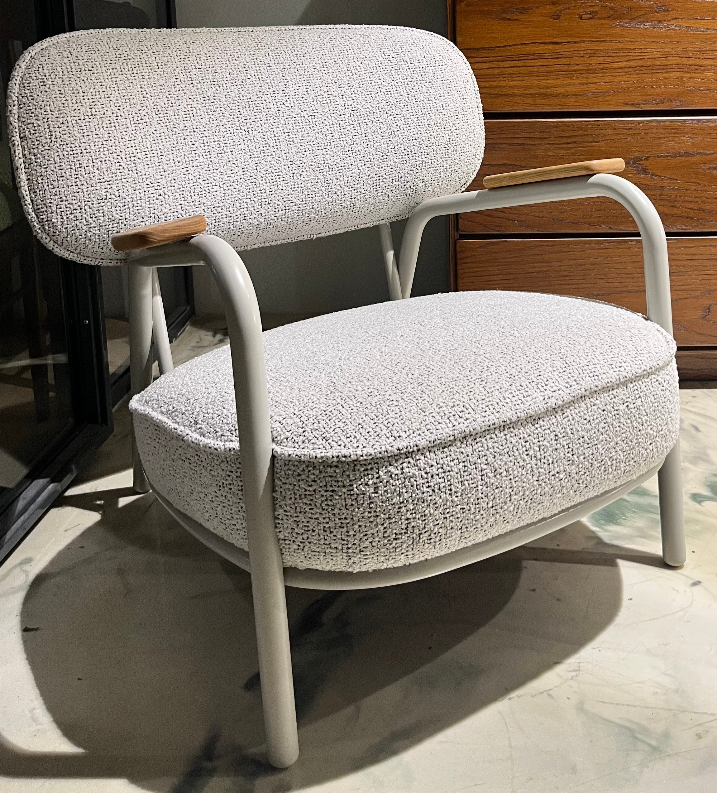 Mid Century Krem Boucle Modern Berjer