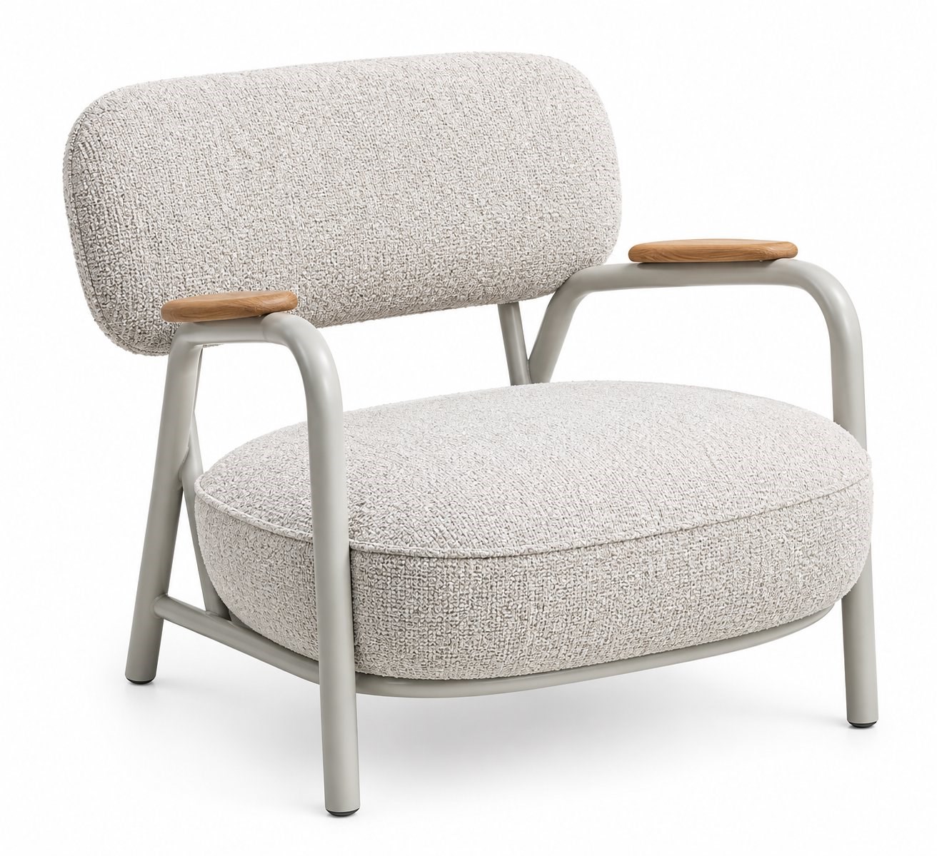 Mid Century Krem Boucle Modern Berjer