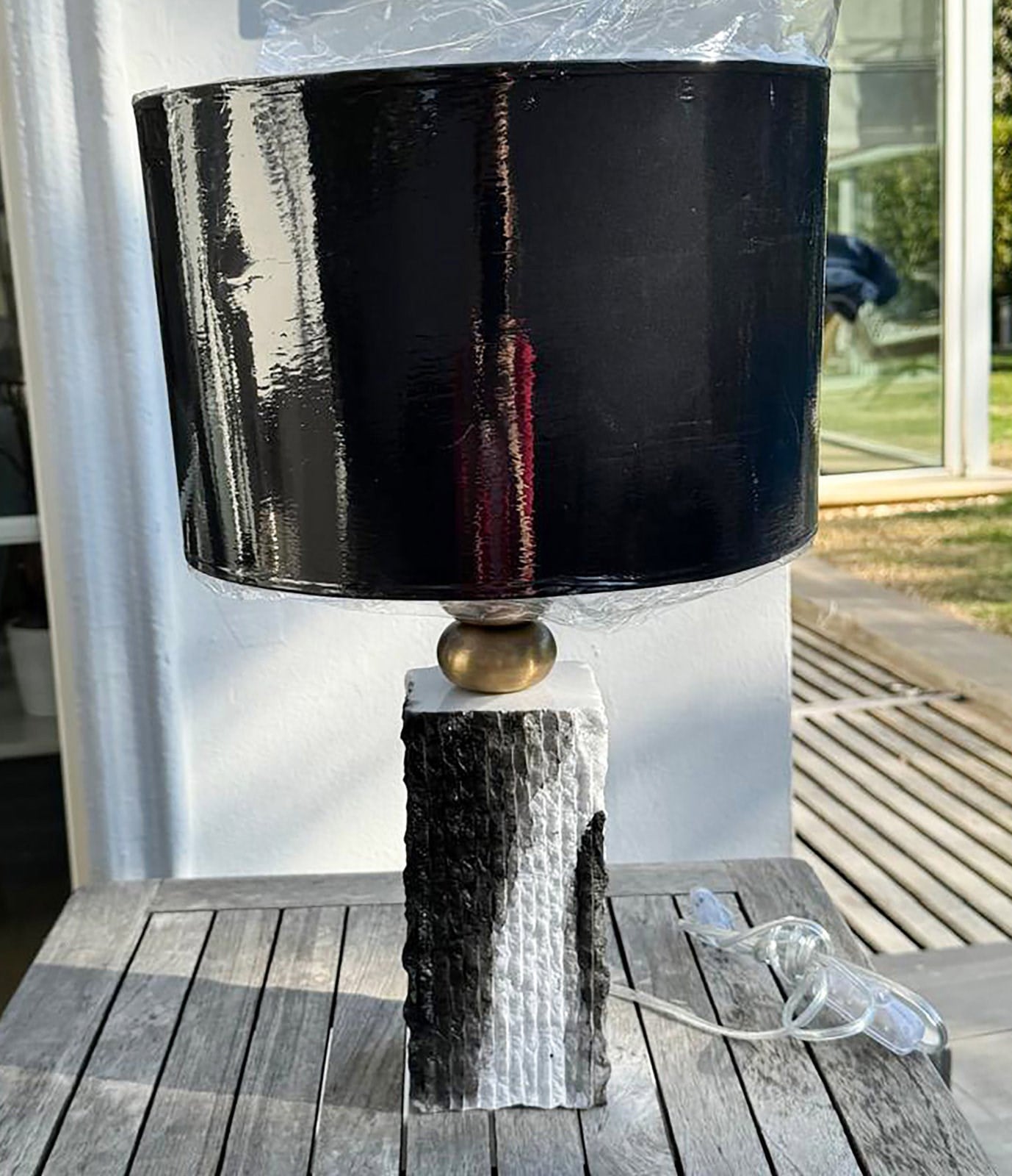 MOENA  STUDIO  Modern Tasarım Siyah/Beyaz  Mermer Abajur 