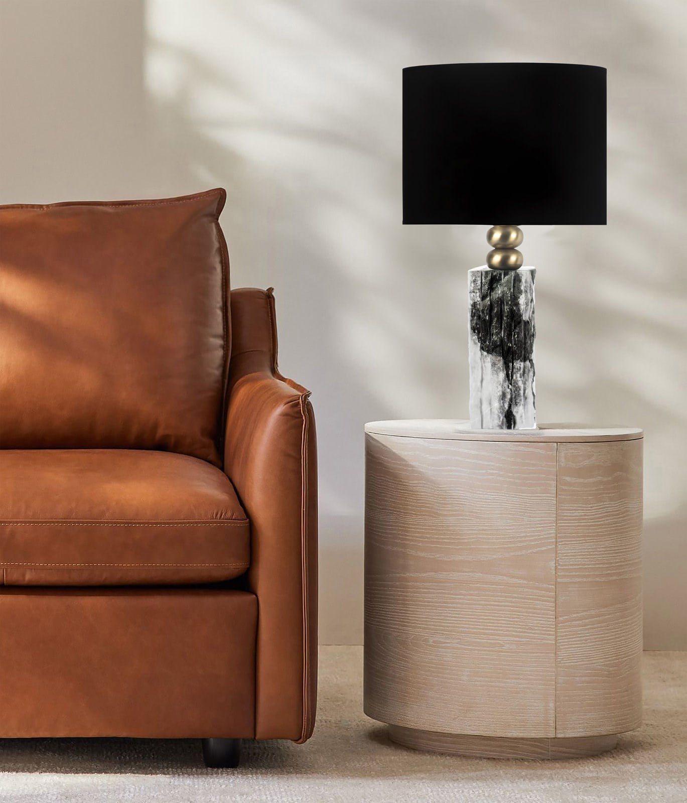 MOENA  STUDIO  Modern Tasarım Siyah/Beyaz  Mermer Abajur 