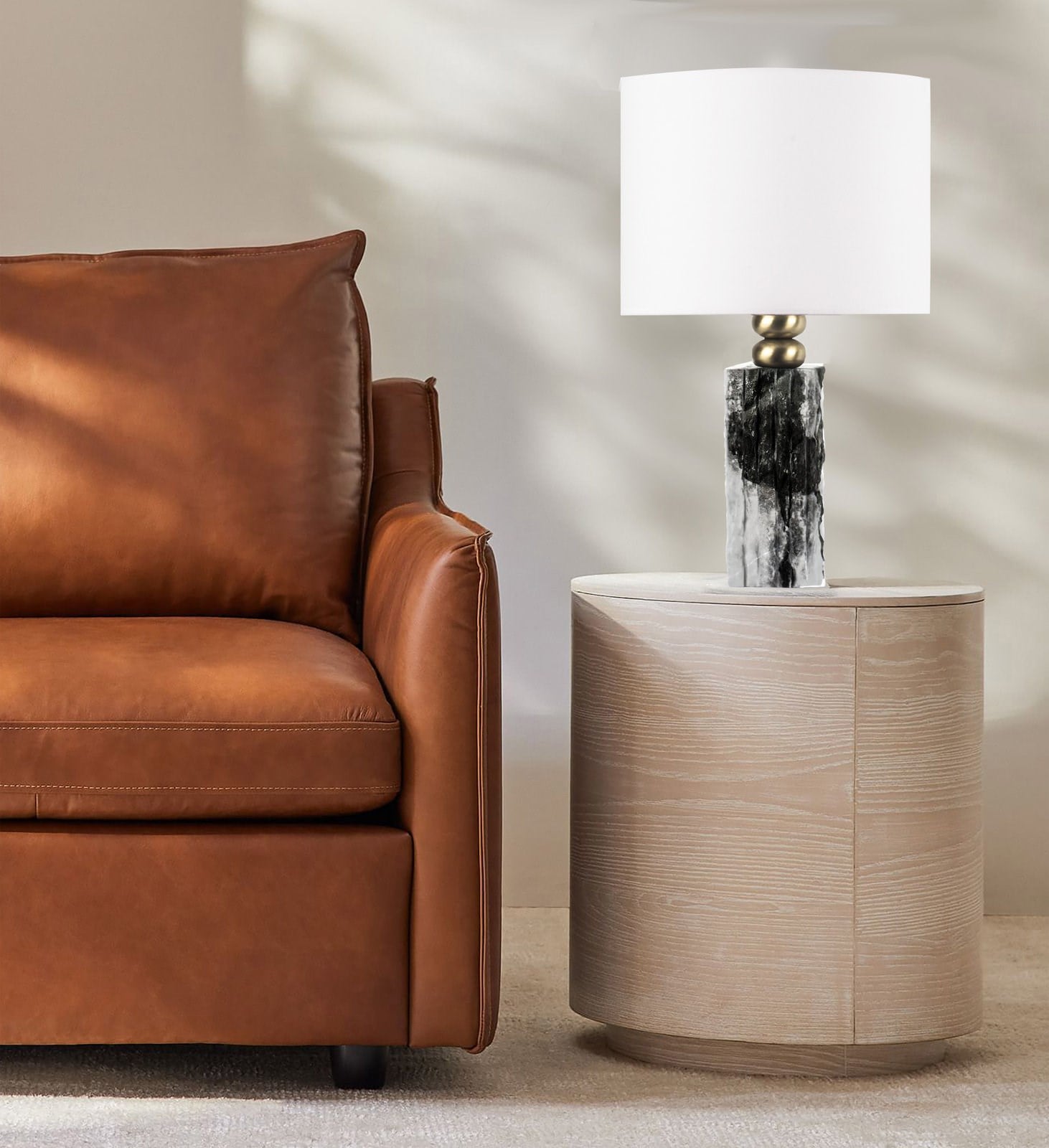 MOENA  STUDIO  Modern Tasarım Siyah/Beyaz  Mermer Abajur 