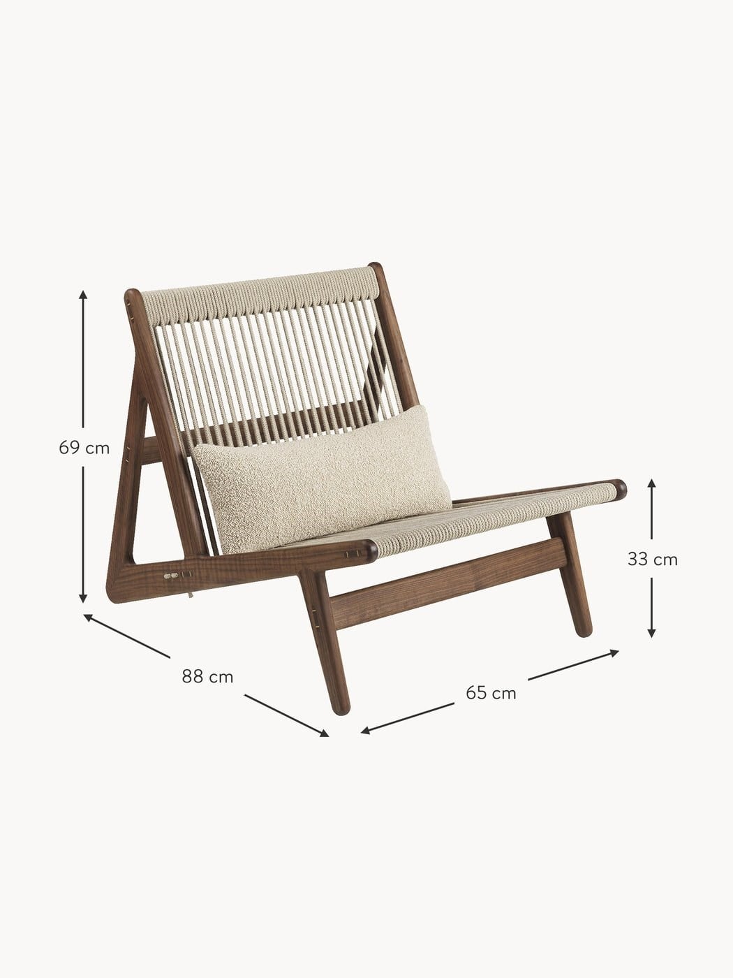 MR01 Initial Lounge Koltuğu, El Yapımı Ceviz Ağacı ve Minderli