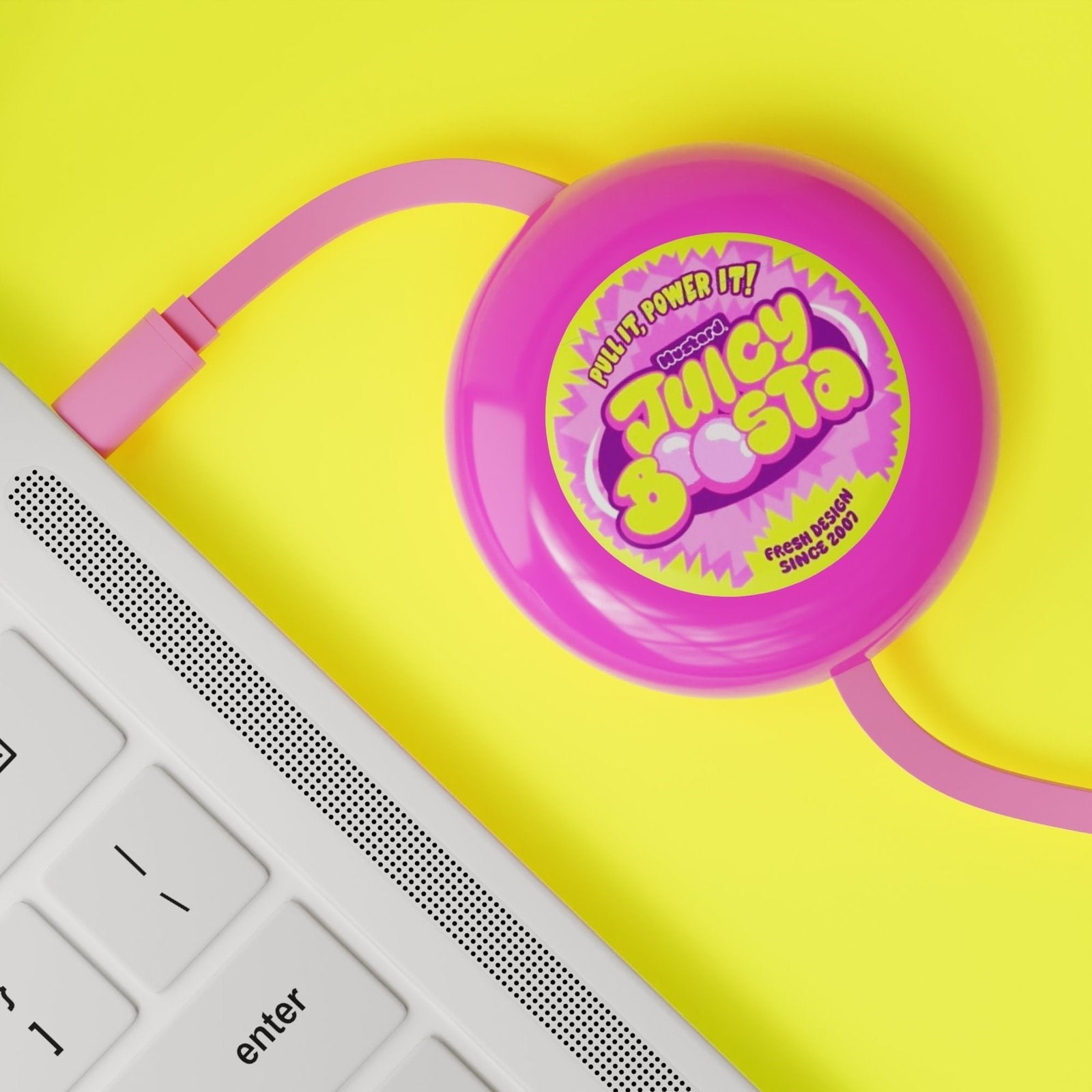 Mustard Juicy Boosta  USB-C 100W Hızlı Şarj Kablosu - Pembe
