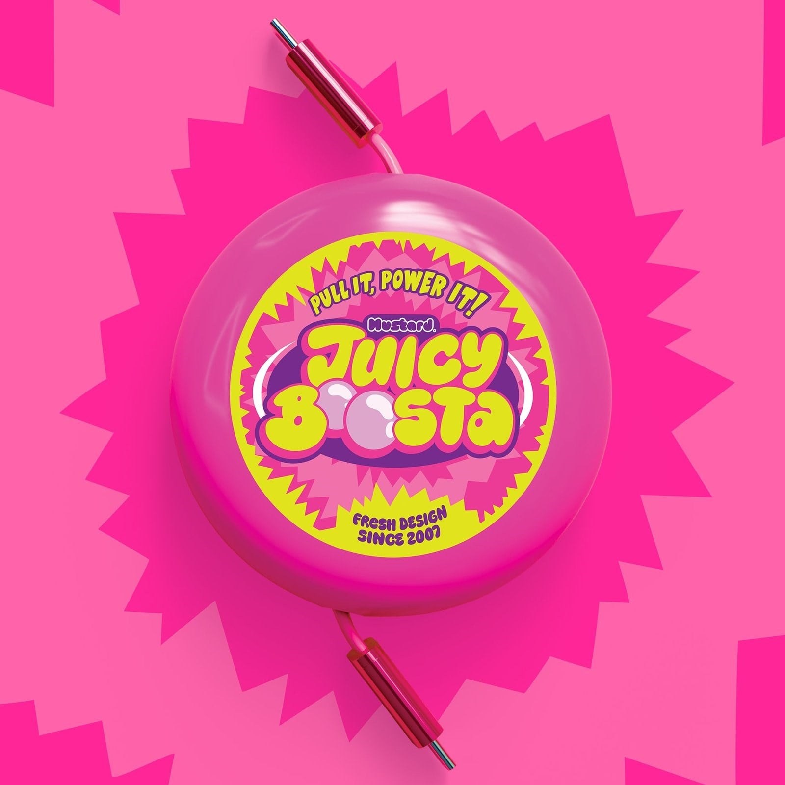 Mustard Juicy Boosta  USB-C 100W Hızlı Şarj Kablosu - Pembe