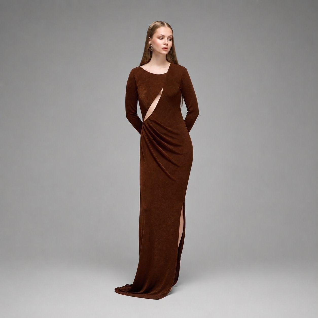 Neve Cut-out Detailed & Draped Maxi Dress