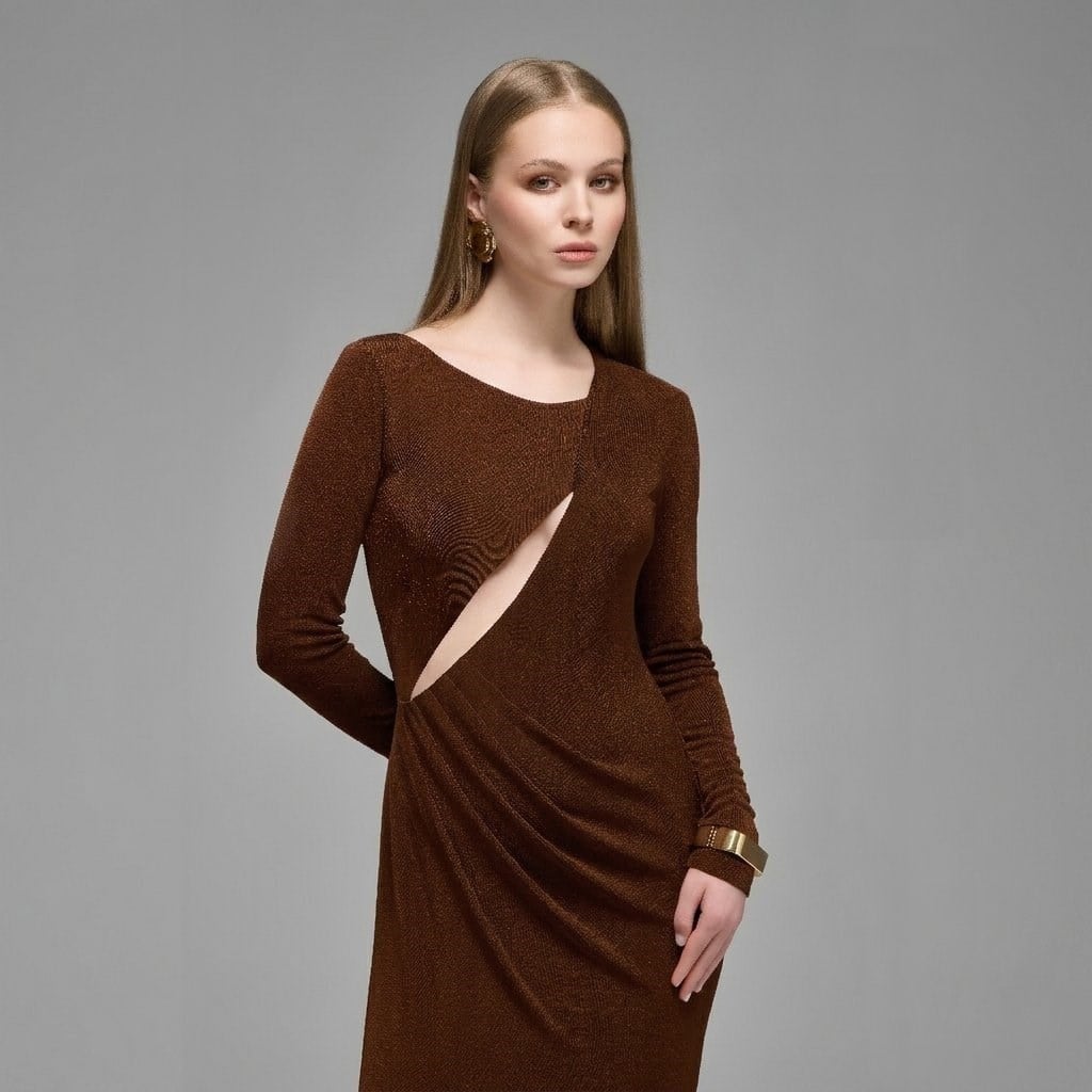 Neve Cut-out Detailed & Draped Maxi Dress