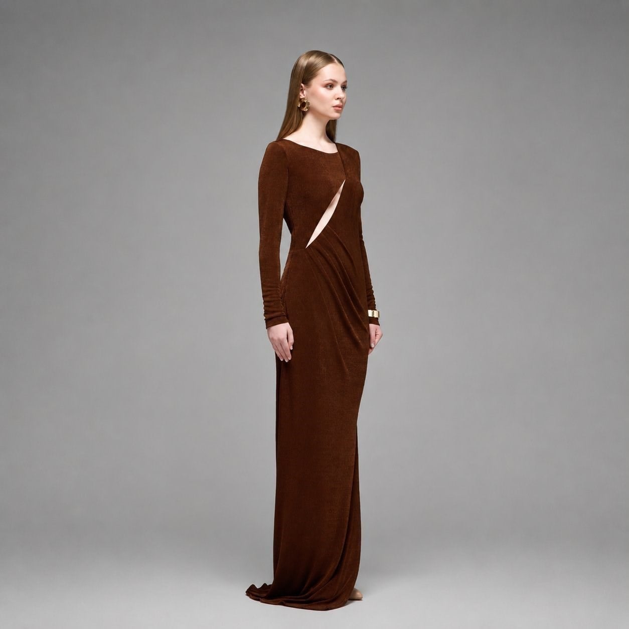Neve Cut-out Detailed & Draped Maxi Dress