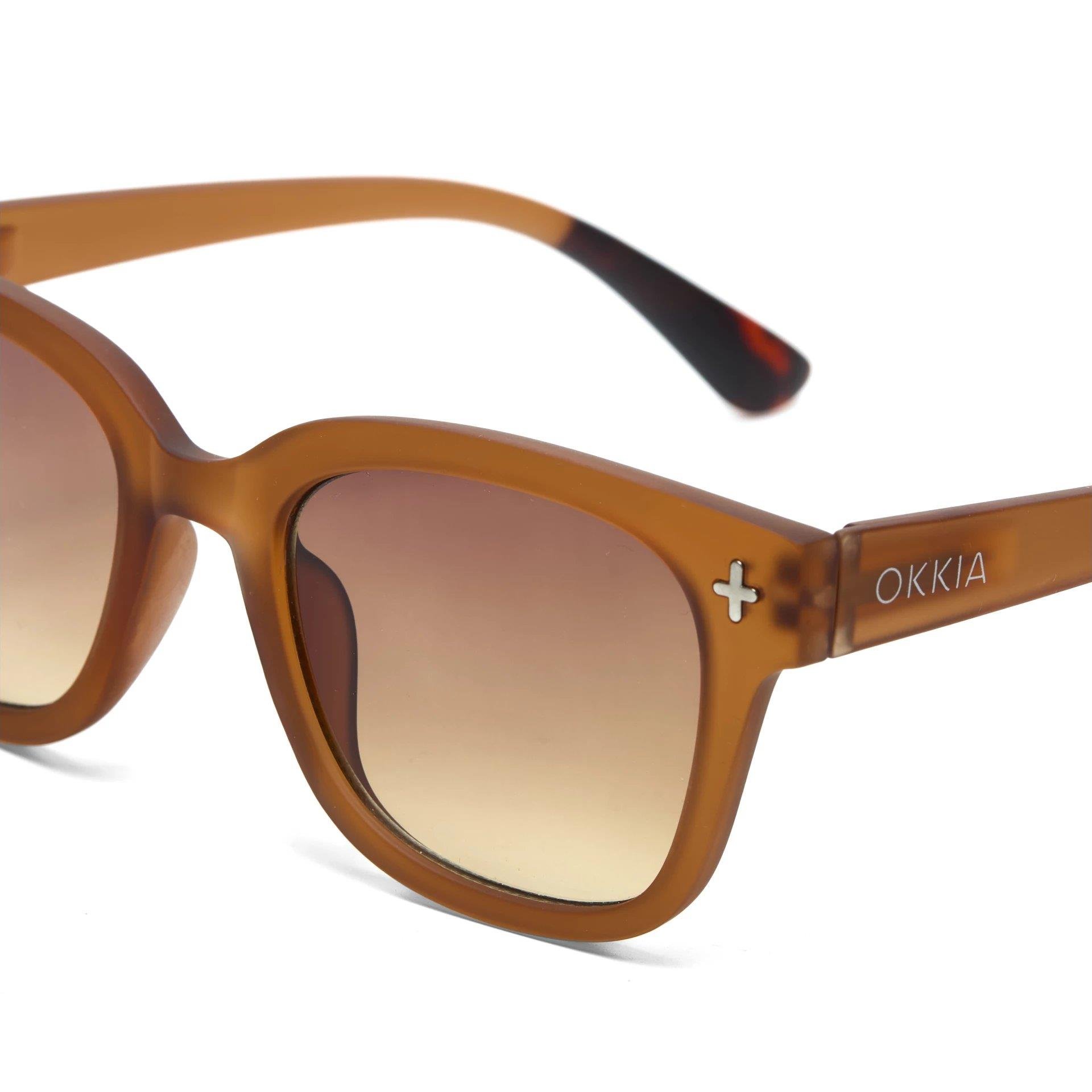 Okkia Giovanni Kahverengi Lens Unisex Güneş Gözlüğü Kahverengi