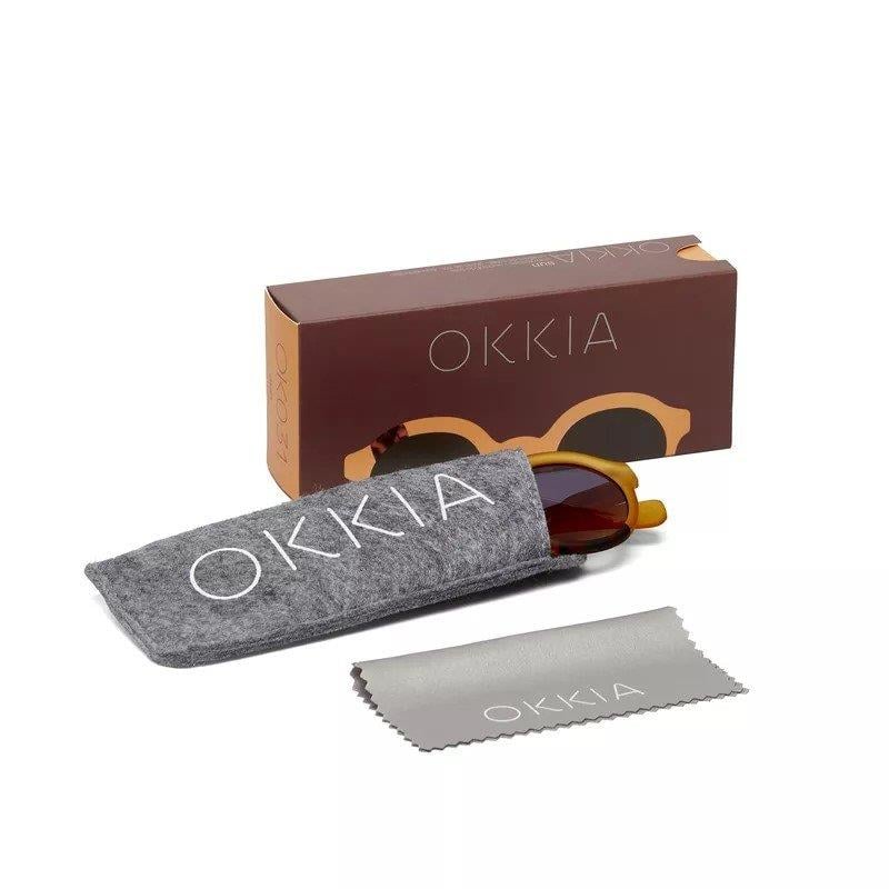 Okkia Lauro Unisex Yuvarlak Sarı Havana Güneş Gözlüğü Siyah Gradyan