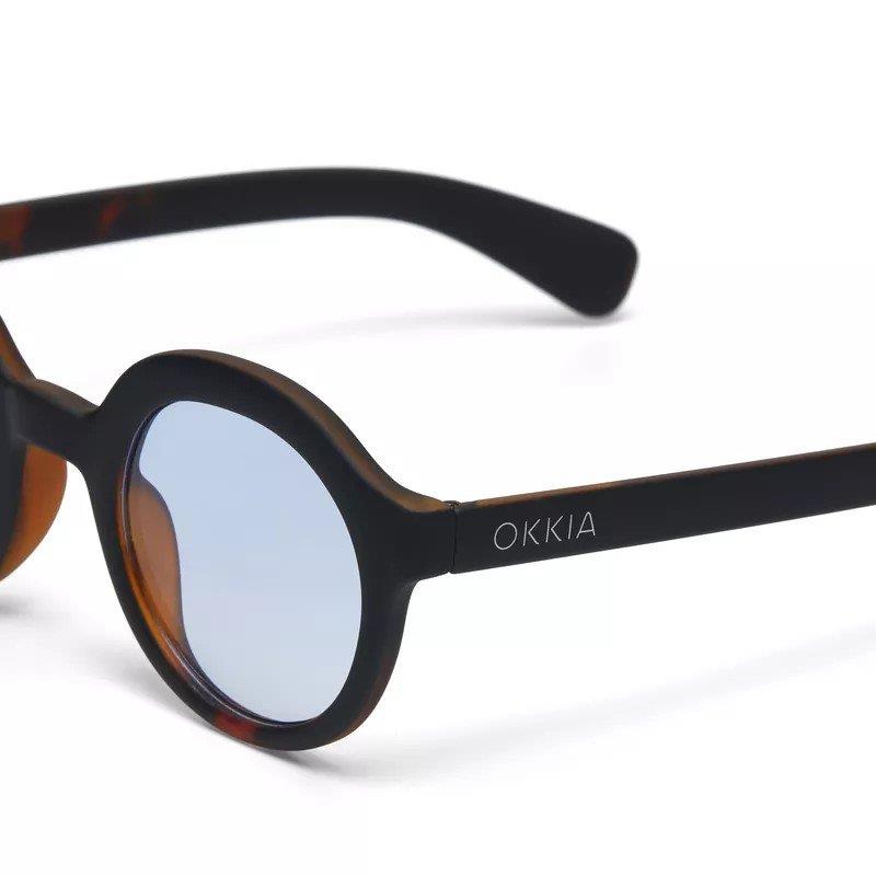 Okkia Lauro Unisex Yuvarlak Siyah Havana Güneş Gözlüğü   Mavi Gradyan