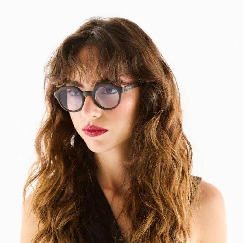 Okkia Lauro Unisex Yuvarlak Siyah Havana Güneş Gözlüğü   Mavi Gradyan