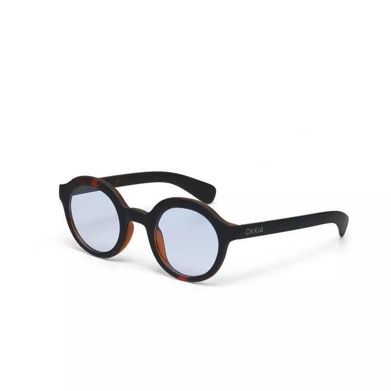 Okkia Lauro Unisex Yuvarlak Siyah Havana Güneş Gözlüğü   Mavi Gradyan