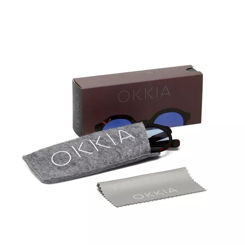 Okkia Lauro Unisex Yuvarlak Siyah Havana Güneş Gözlüğü   Mavi Gradyan