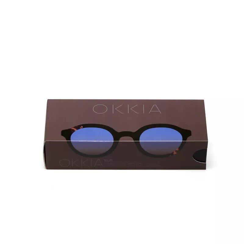 Okkia Lauro Unisex Yuvarlak Siyah Havana Güneş Gözlüğü   Mavi Gradyan