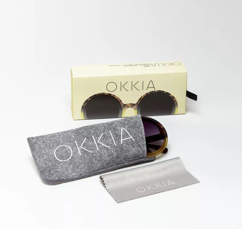 Okkia Monica Unisex  Büyük Yuvarlak Güneş Gözlüğü Havana Sarısı