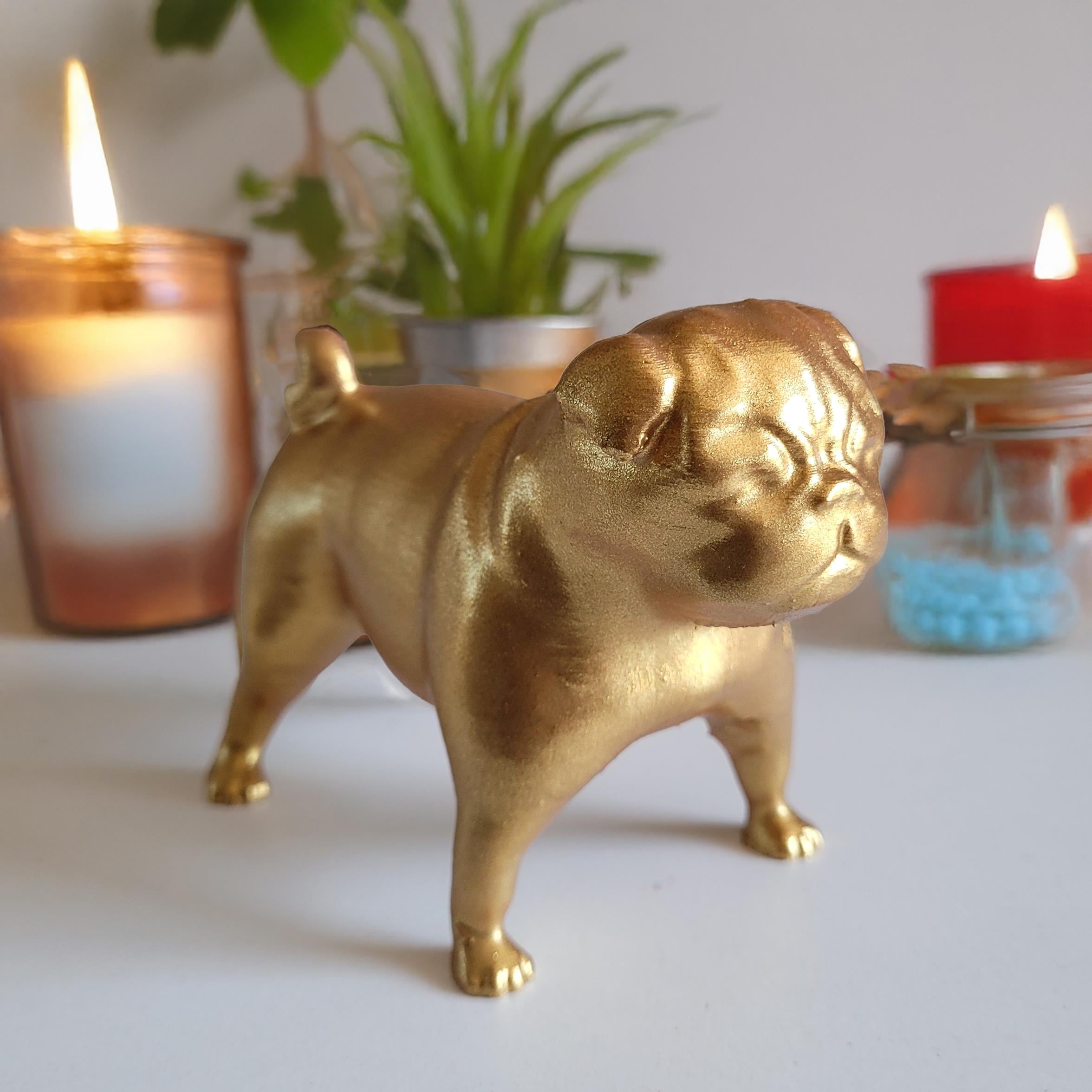 Pug Köpek Figürü | Antik Gold