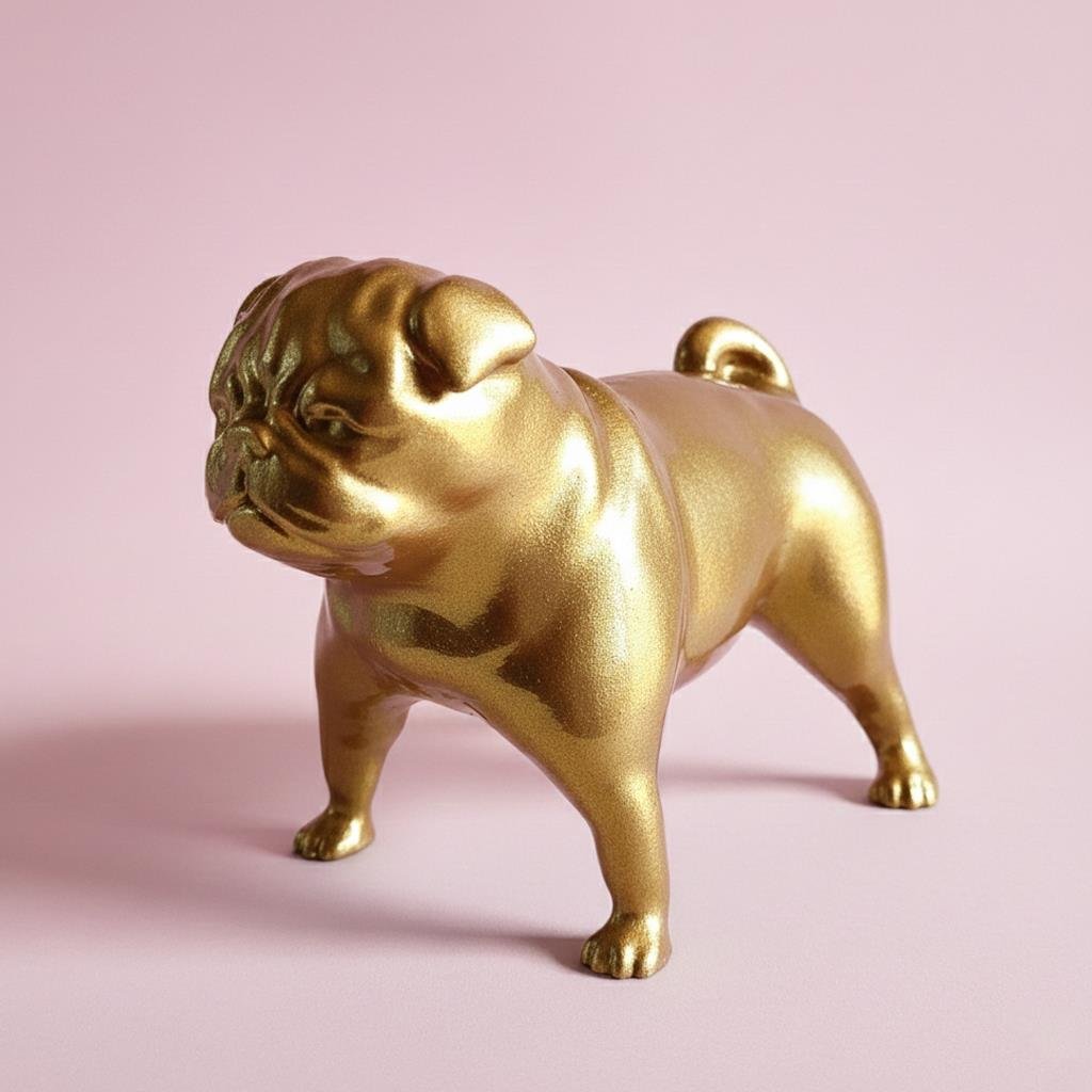 Pug Köpek Figürü | Antik Gold