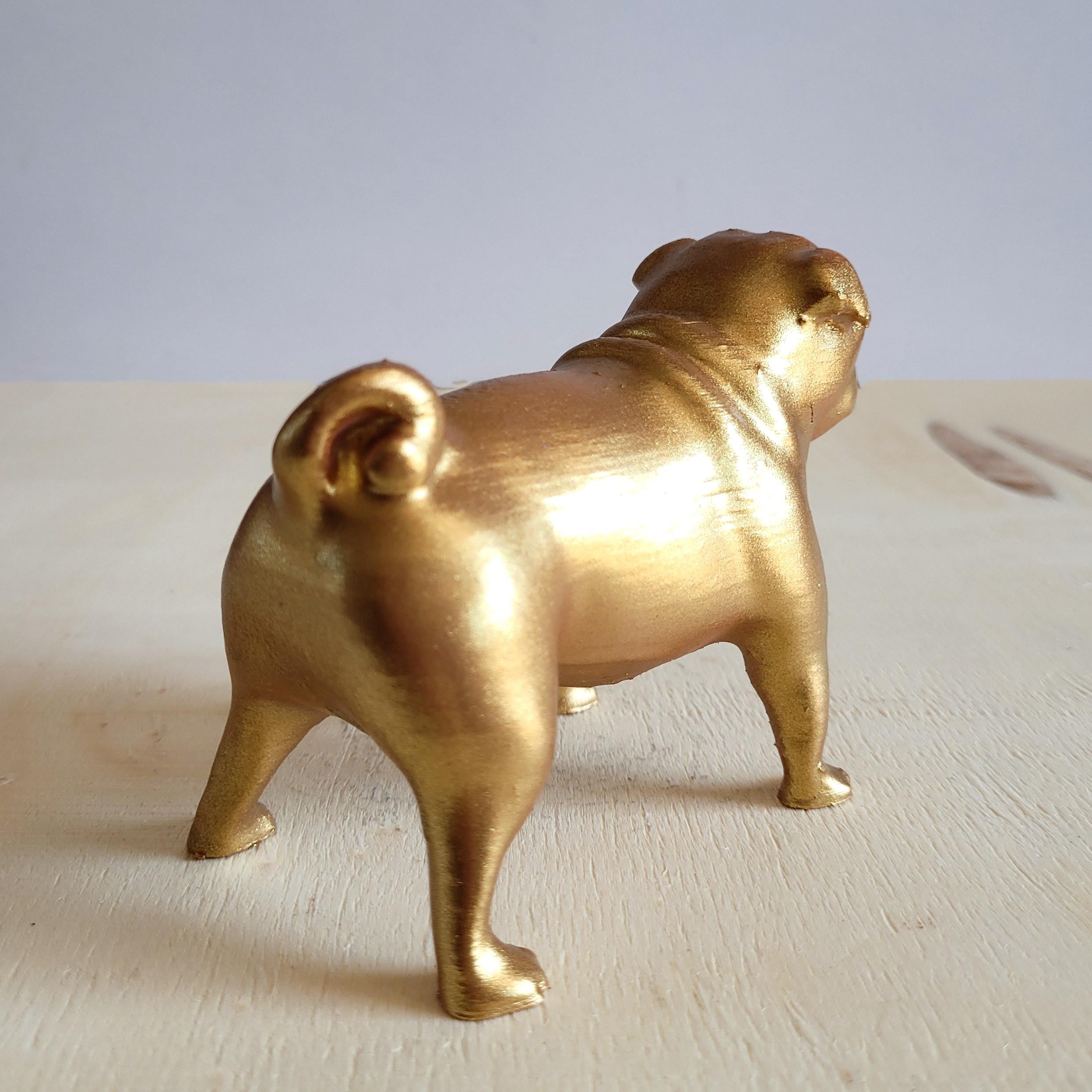 Pug Köpek Figürü | Antik Gold