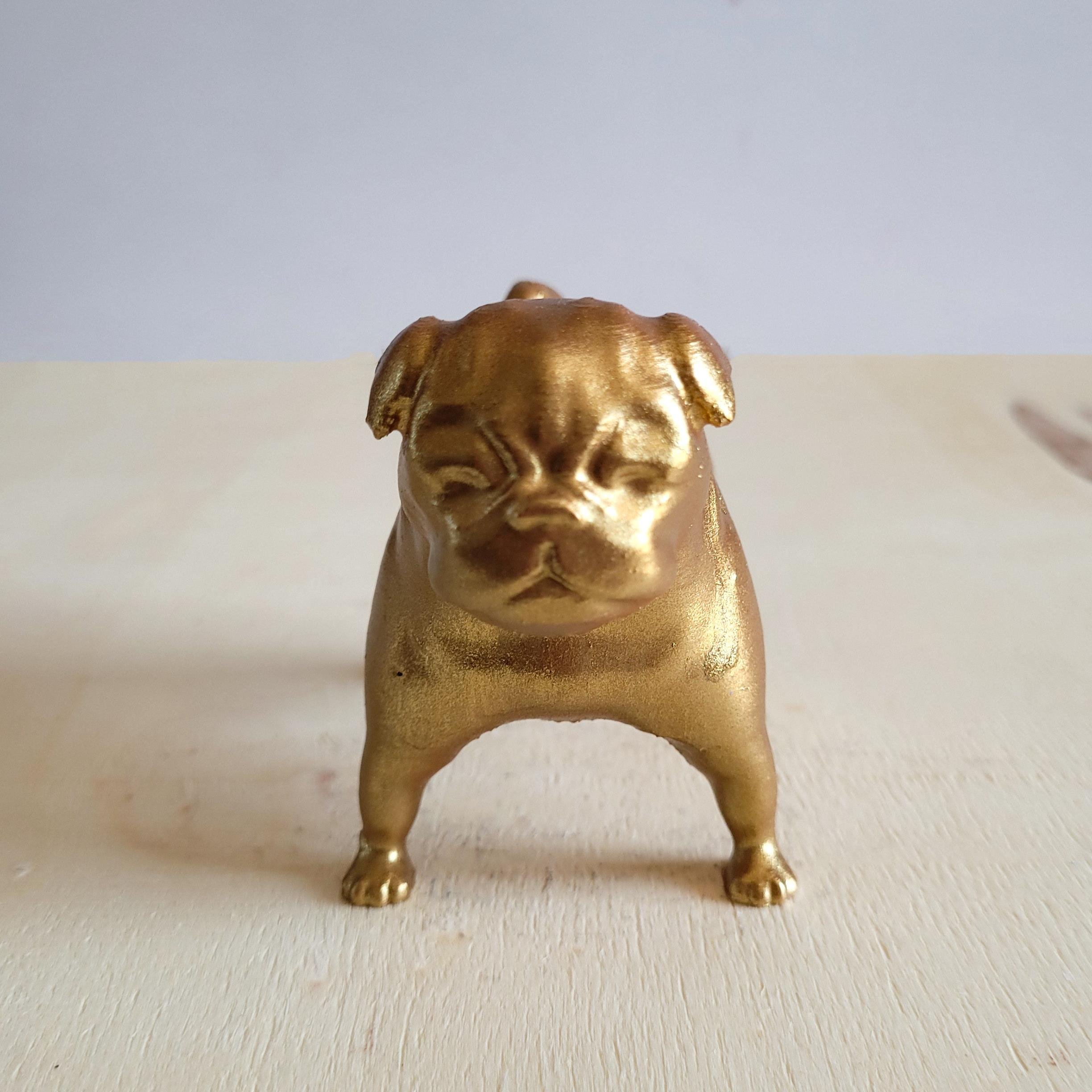Pug Köpek Figürü | Antik Gold
