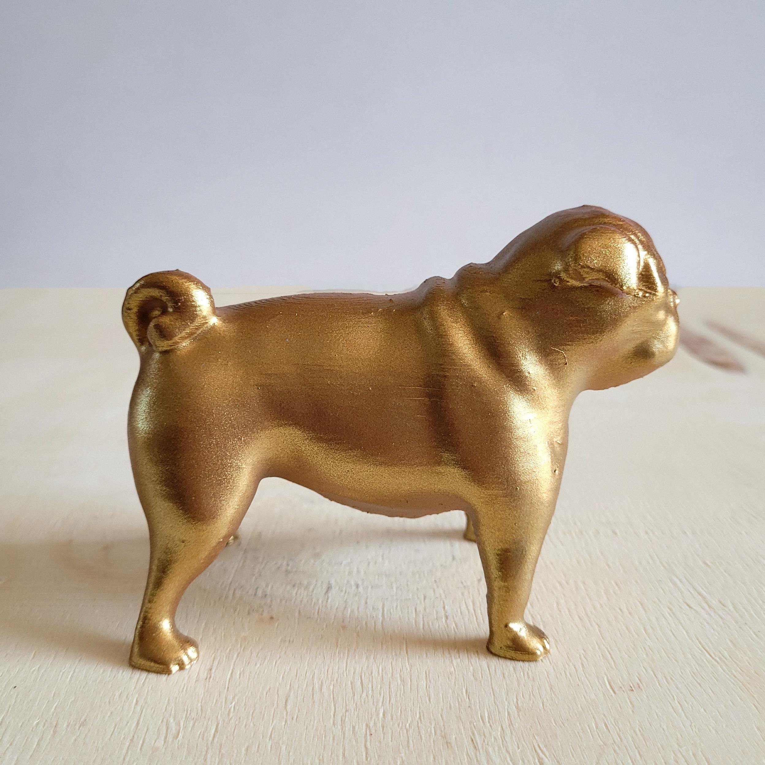 Pug Köpek Figürü | Antik Gold