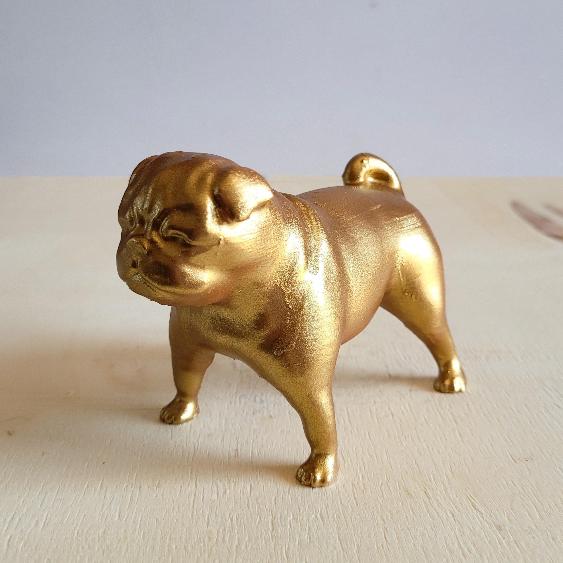 Pug Köpek Figürü | Antik Gold