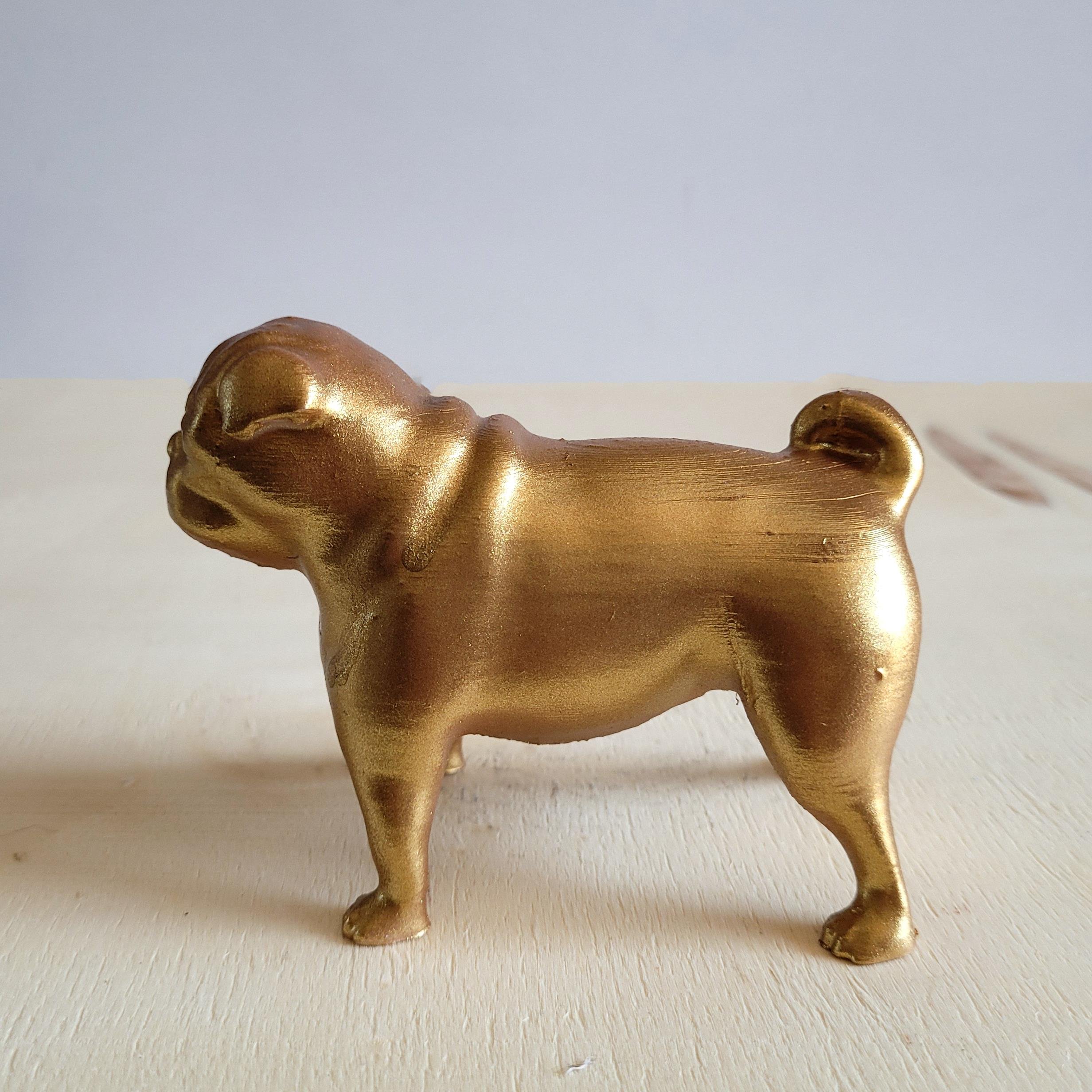 Pug Köpek Figürü | Antik Gold