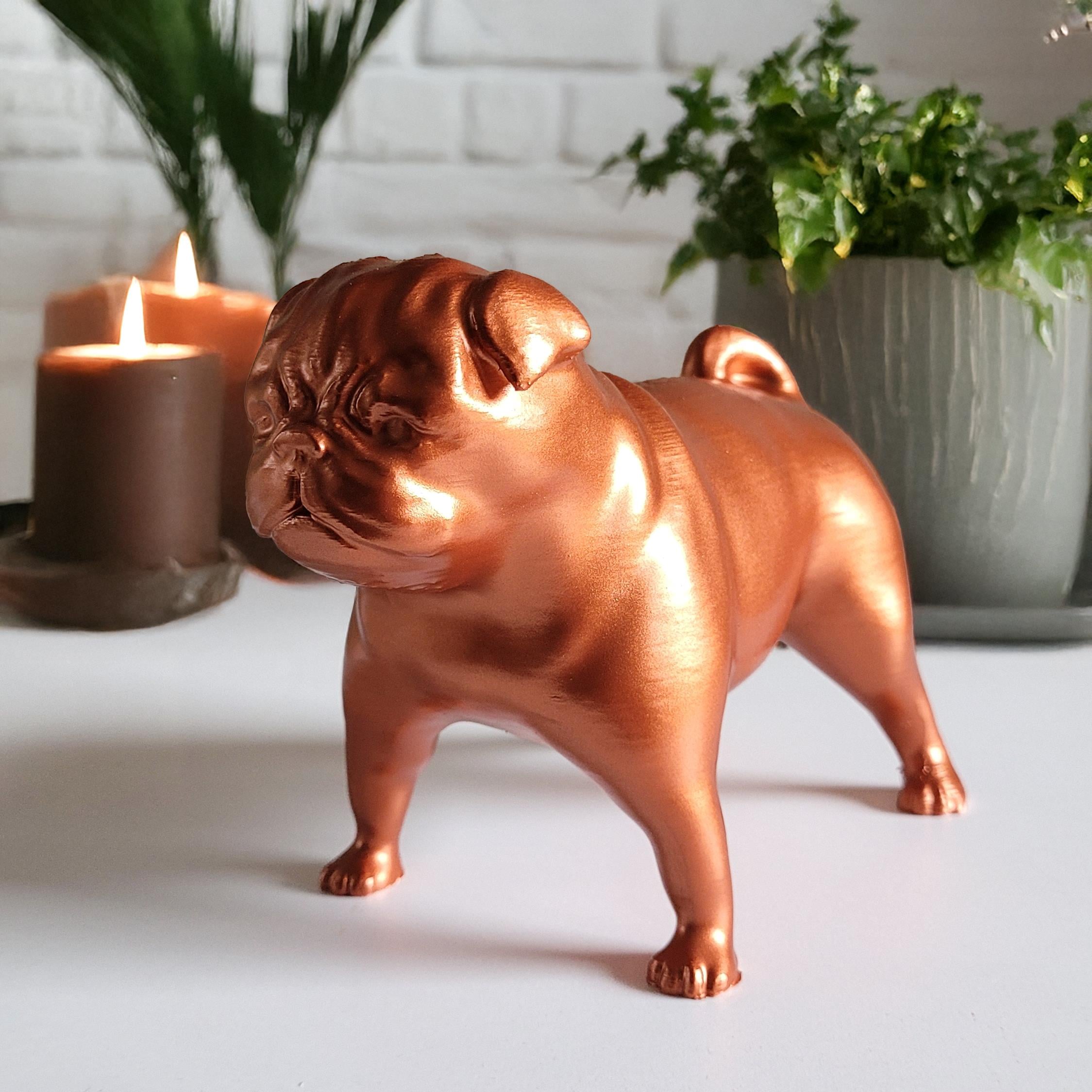 Pug Köpek Figürü | Bakır