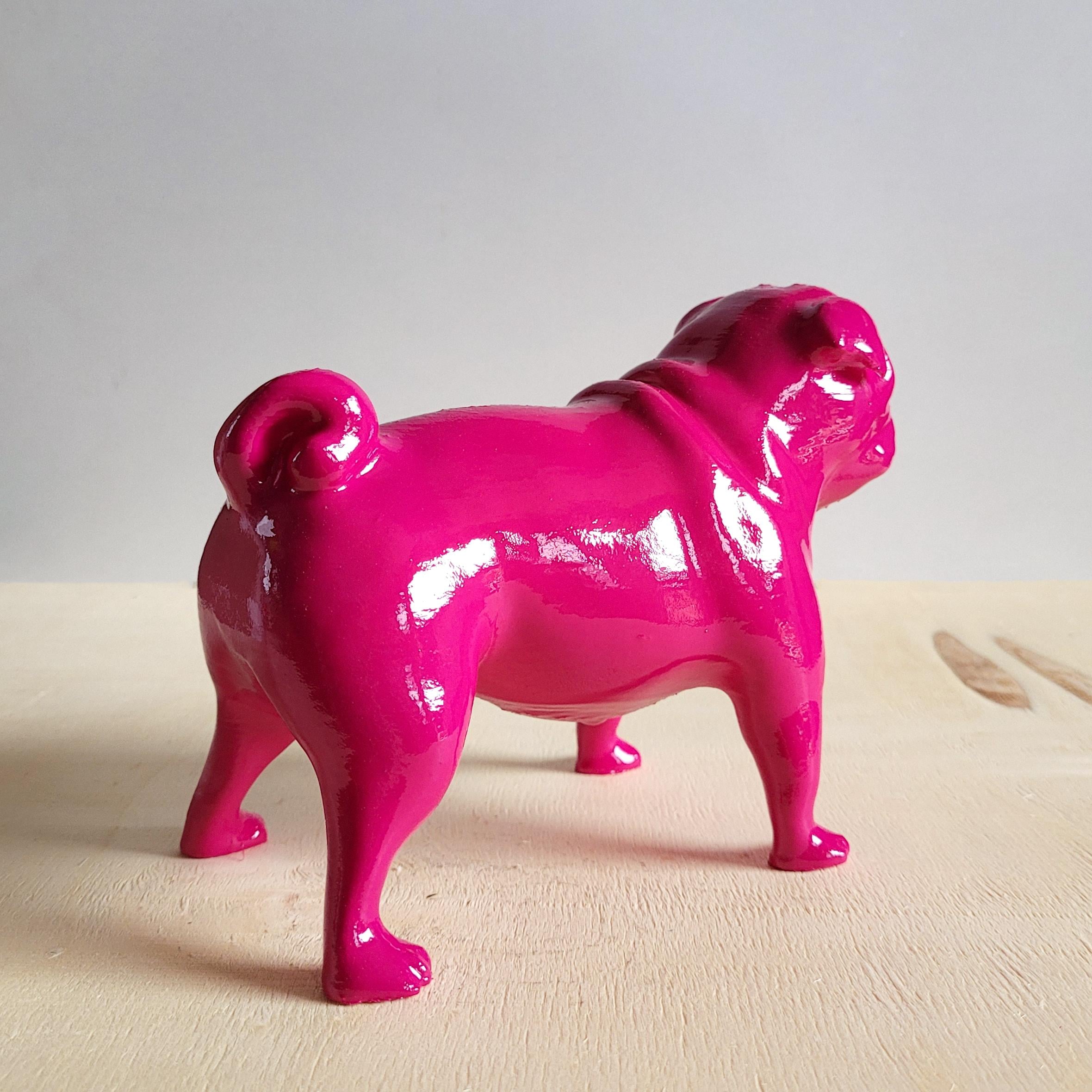Pug Köpek Figürü | Fuşya