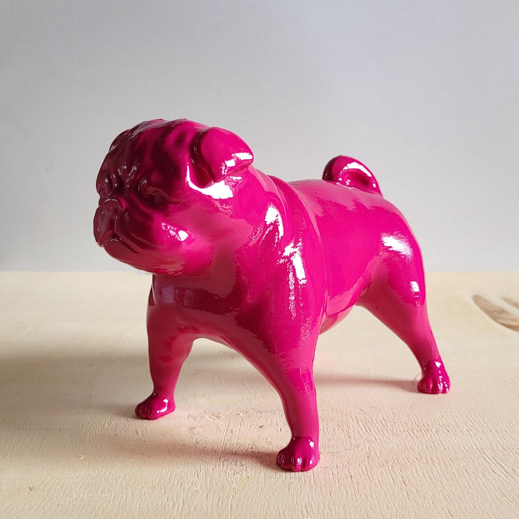 Pug Köpek Figürü | Fuşya
