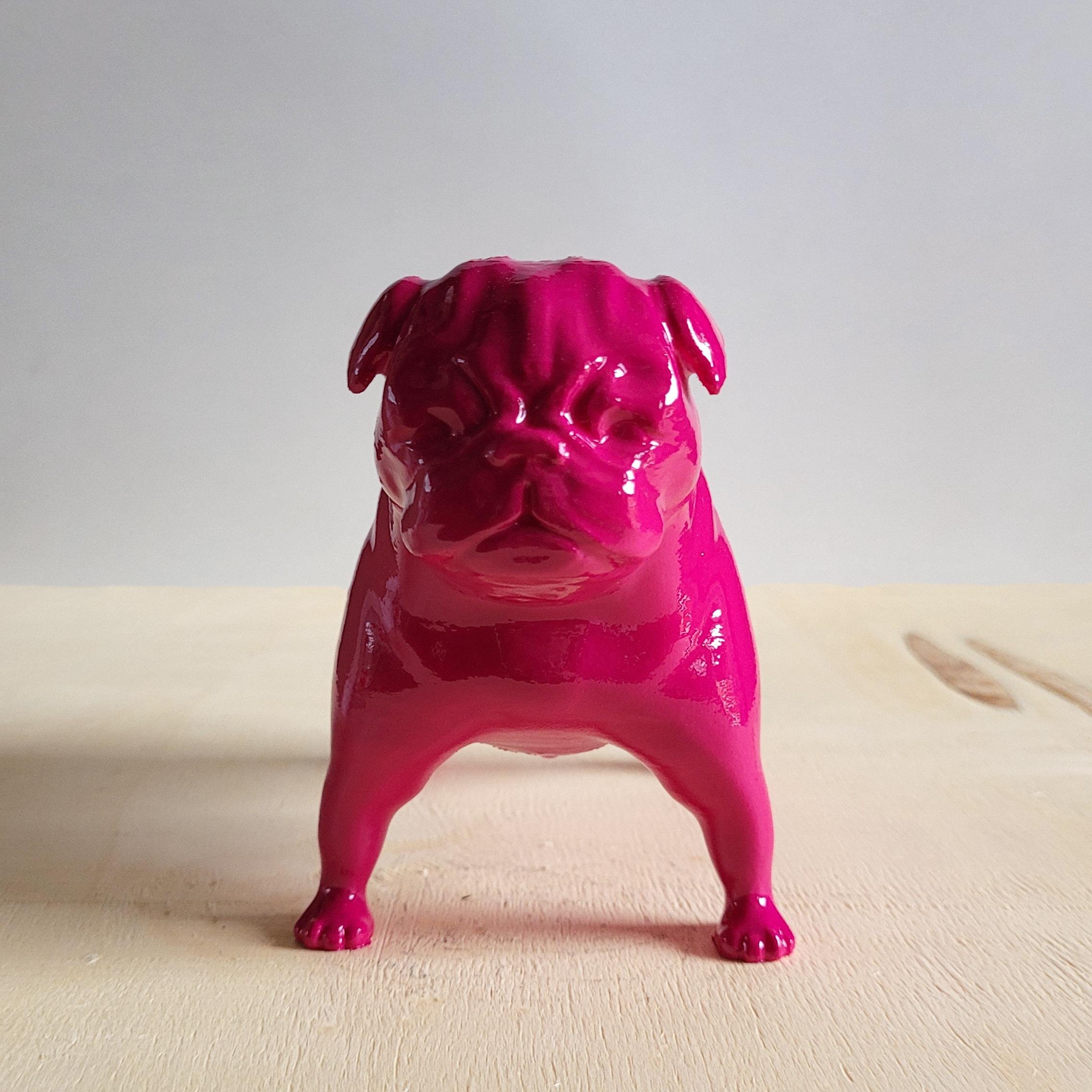 Pug Köpek Figürü | Fuşya