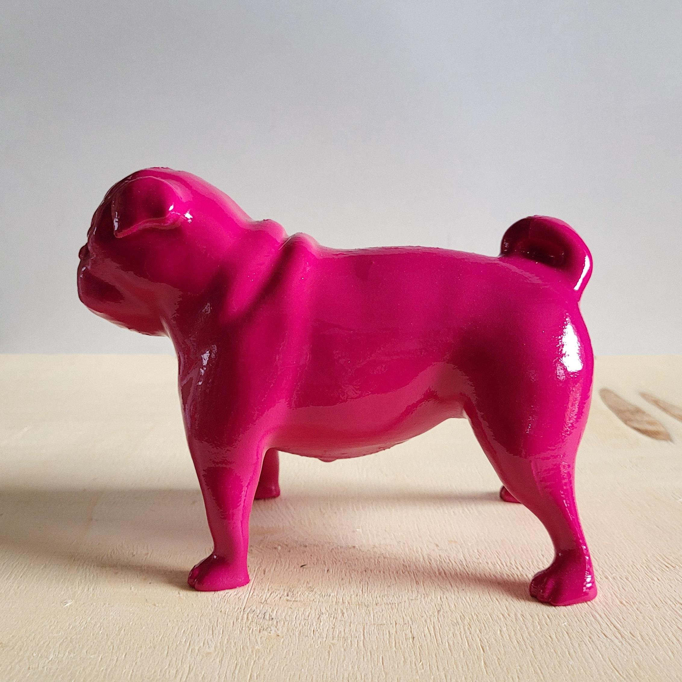 Pug Köpek Figürü | Fuşya