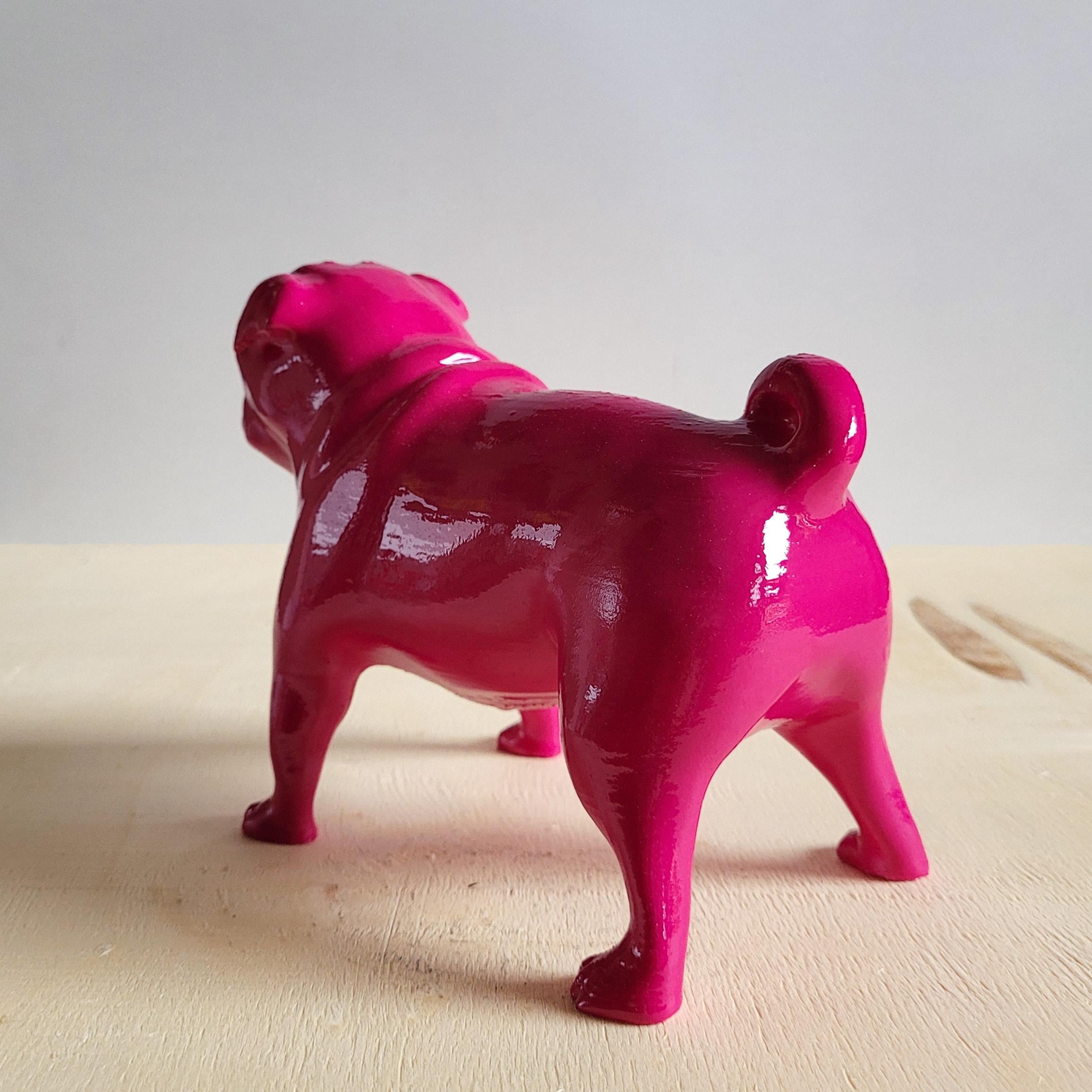 Pug Köpek Figürü | Fuşya