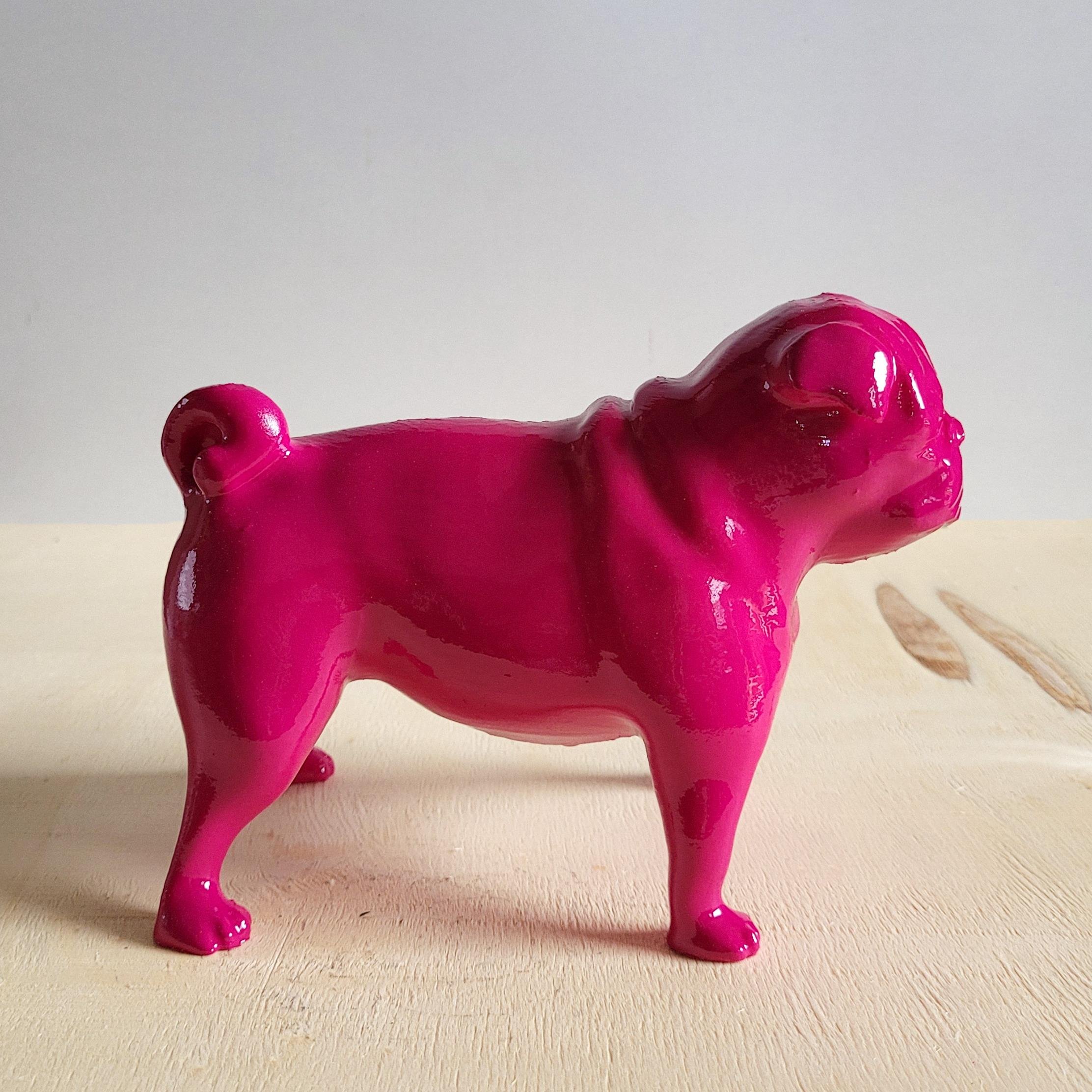 Pug Köpek Figürü | Fuşya