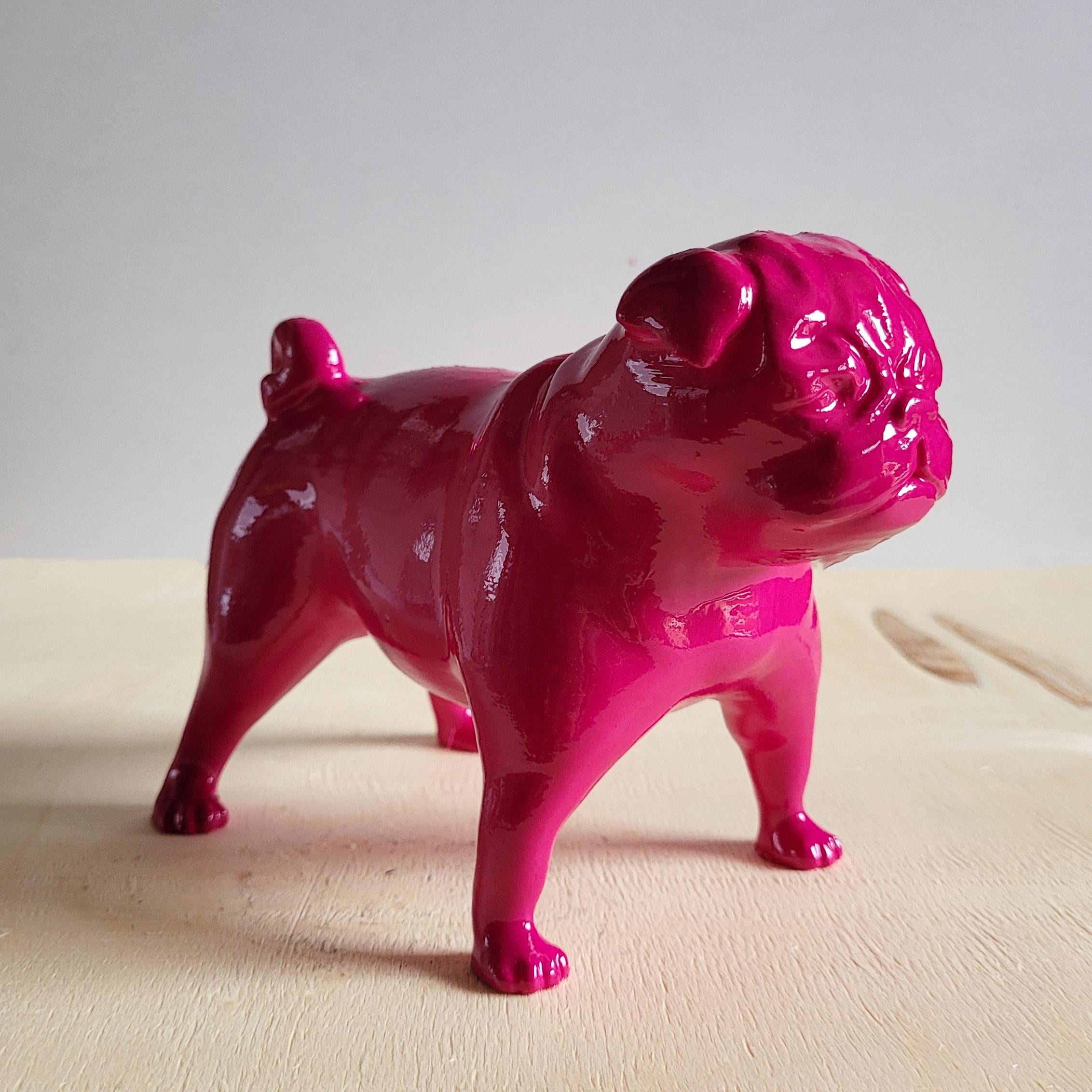 Pug Köpek Figürü | Fuşya
