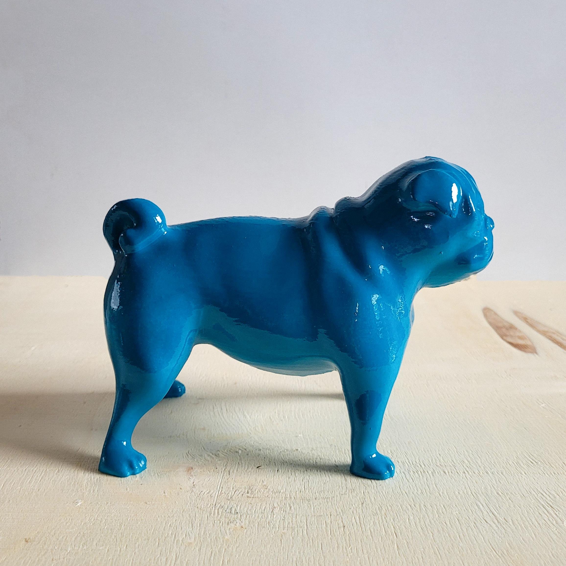 Pug Köpek Figürü | Koyu Turkuaz
