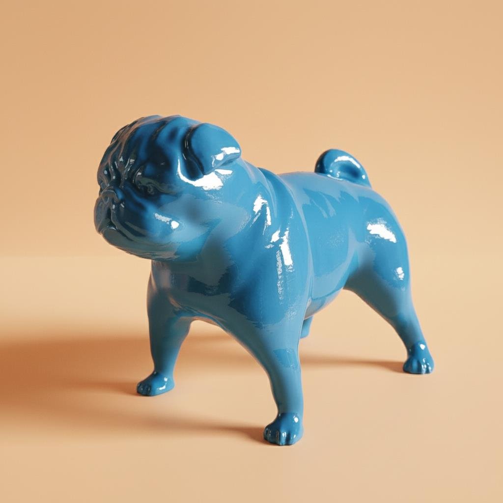 Pug Köpek Figürü | Koyu Turkuaz