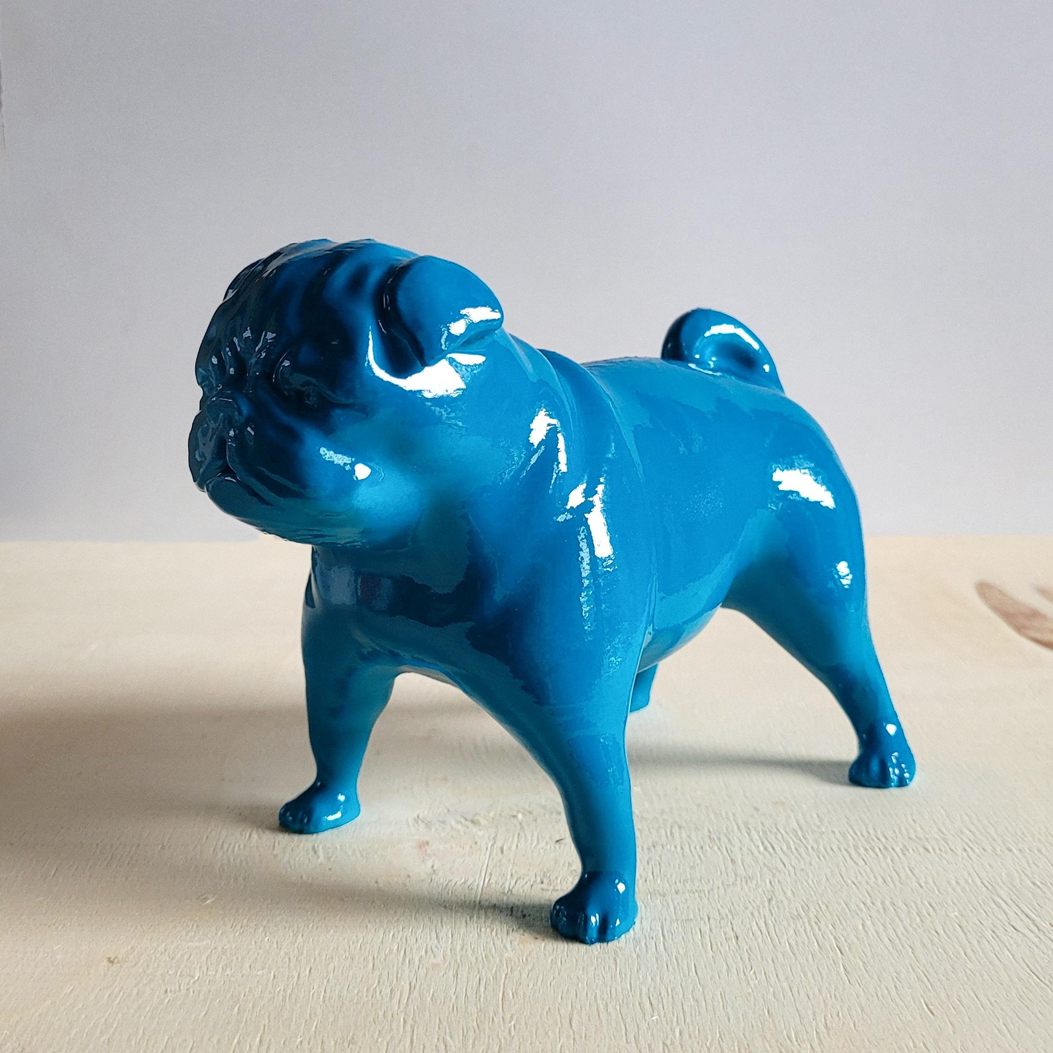 Pug Köpek Figürü | Koyu Turkuaz