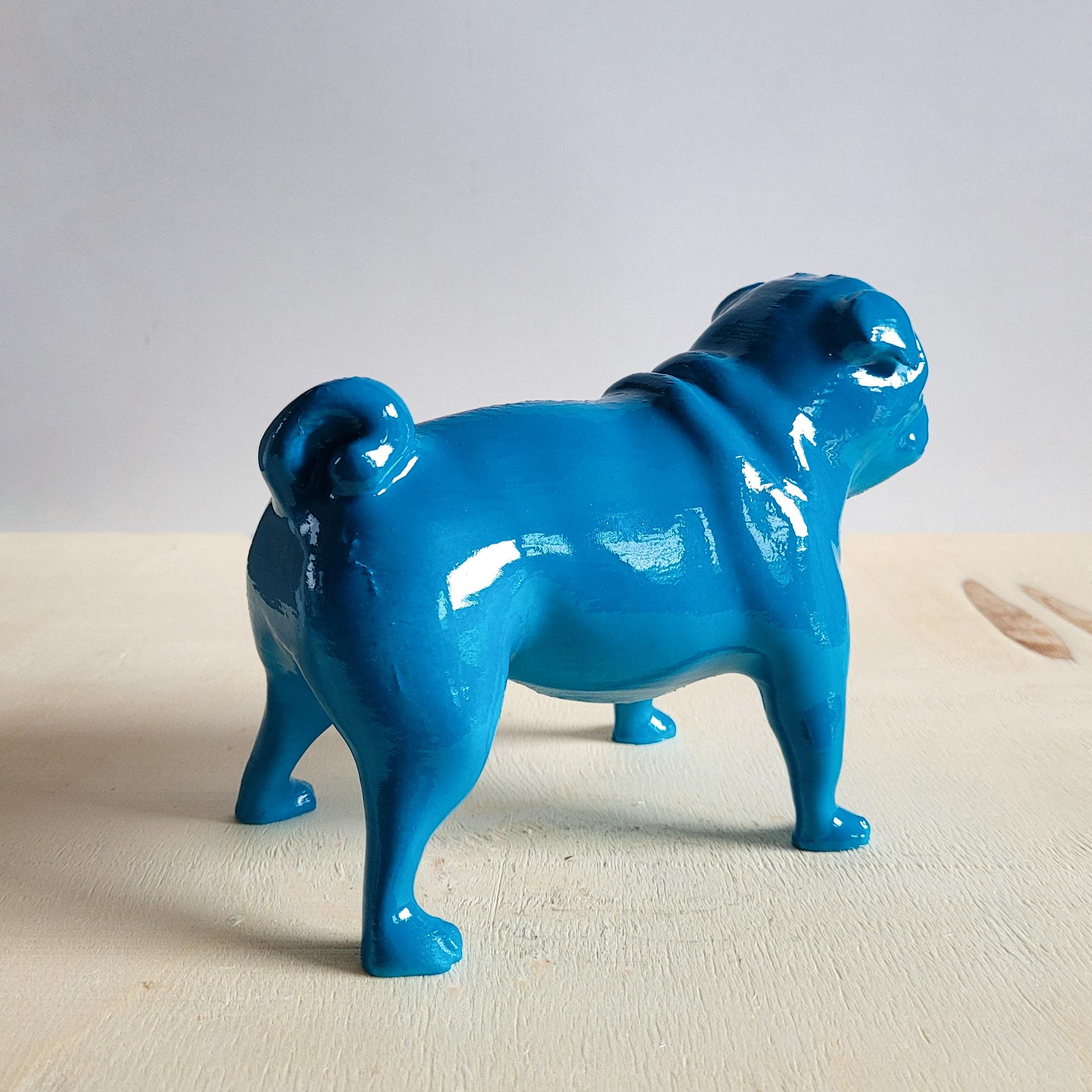 Pug Köpek Figürü | Koyu Turkuaz