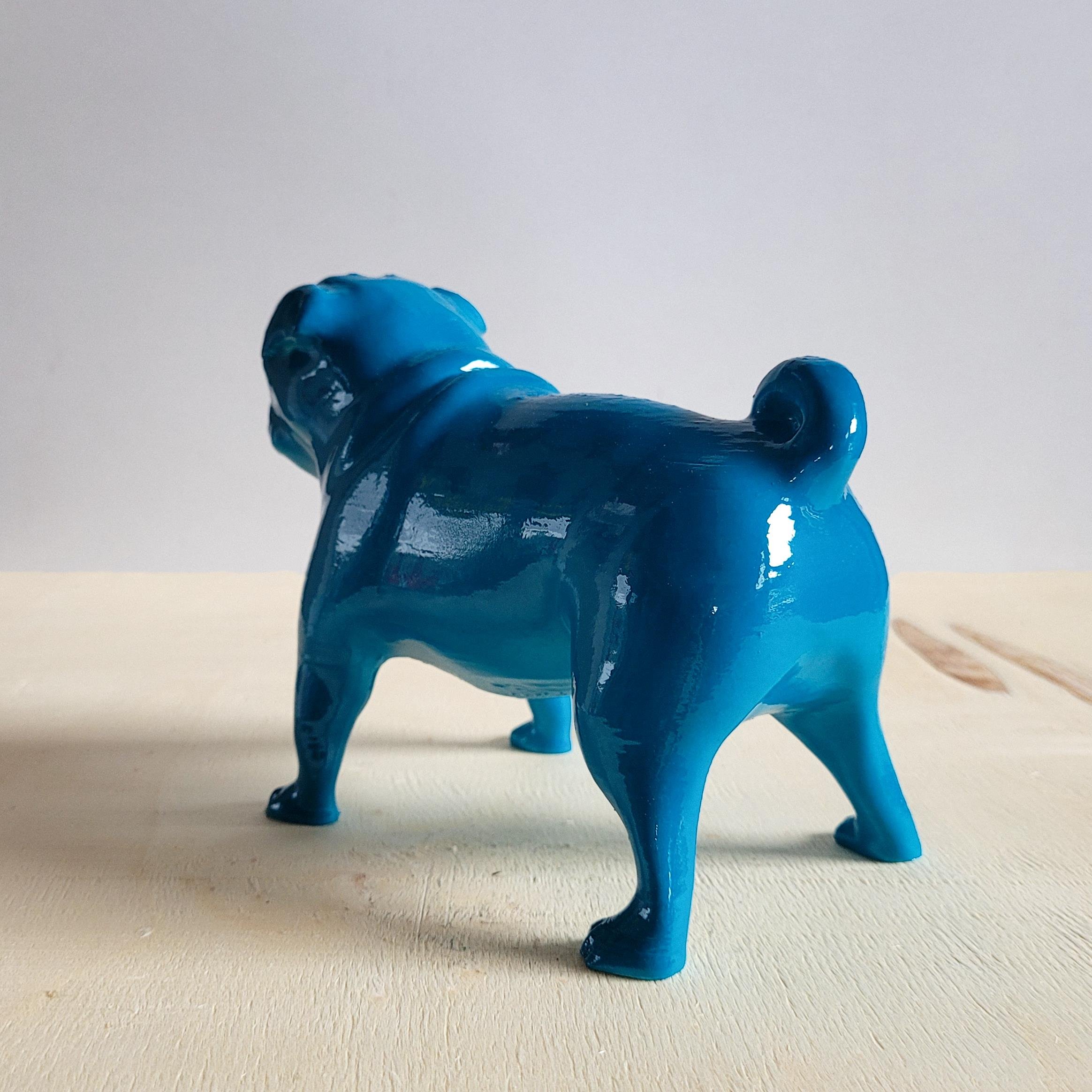 Pug Köpek Figürü | Koyu Turkuaz
