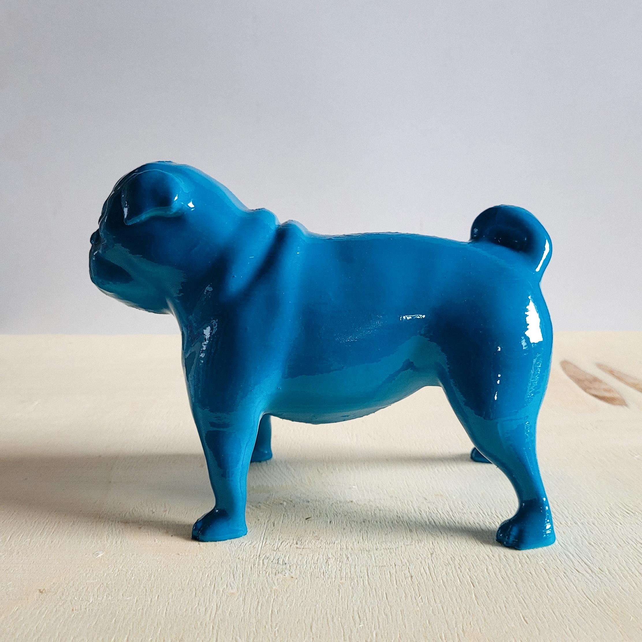 Pug Köpek Figürü | Koyu Turkuaz