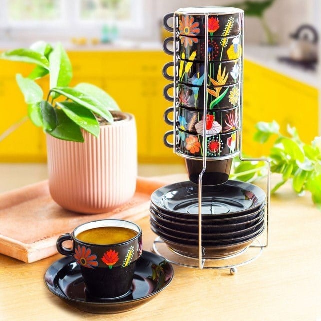 Pylones Kahve Bardak/ Fincan Seti | Cafe Colore - Jardin Fleuri