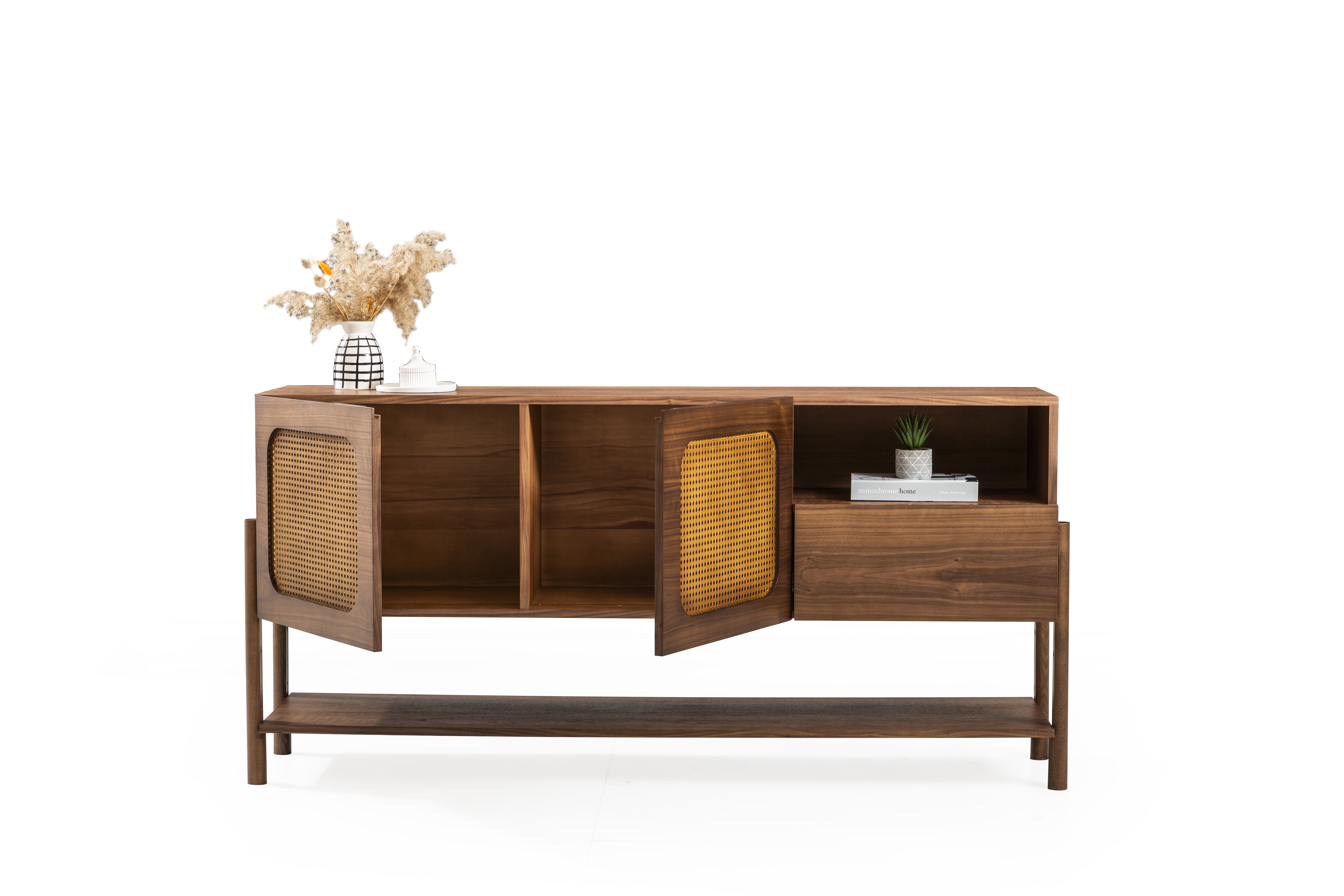 Rattan Konsol Ahşap Gövde Masif Ayak