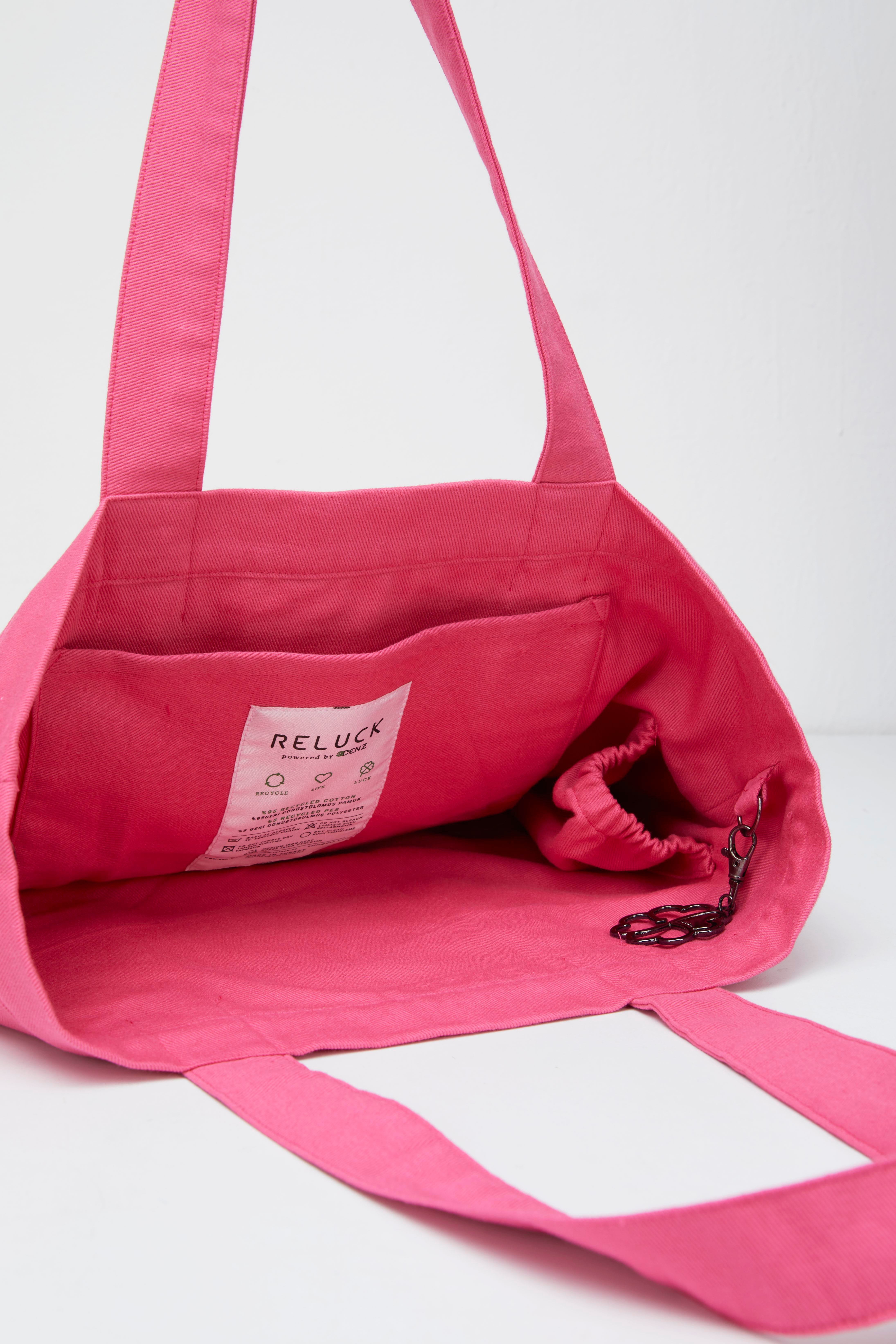 Recycled Big Tote Bag - Pembe