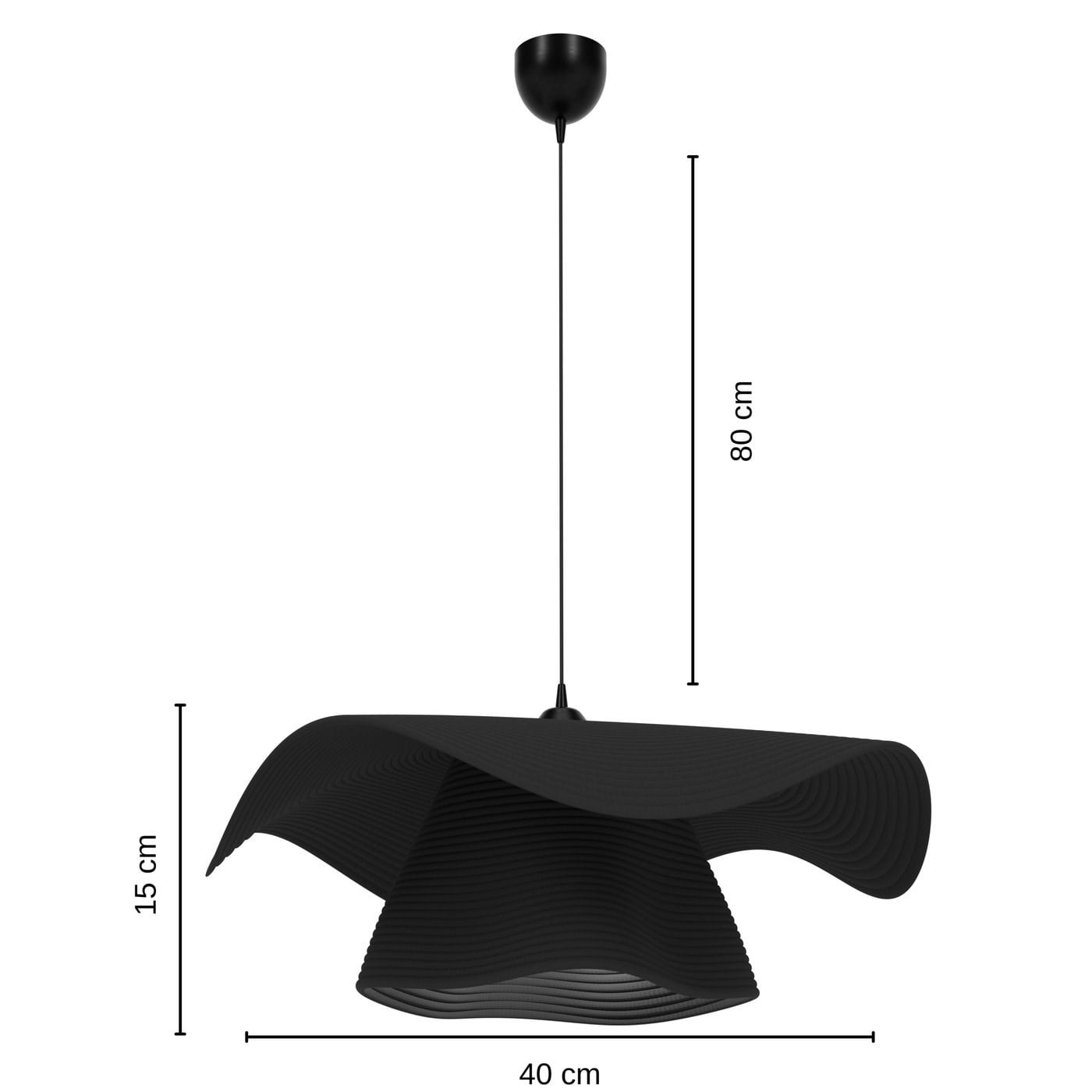 Rhythm El Yapımı Dekoratif Tasarım Jüt Avize M (Siyah, 800gr.)