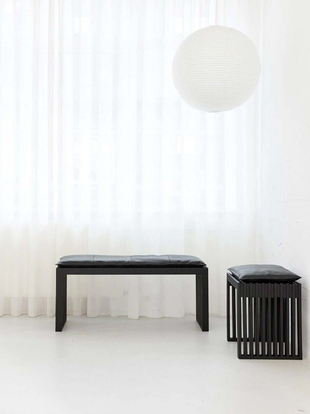 Rib Minimalist Tasarım Siyah Lake Maun Ağacı Bank 104 cm